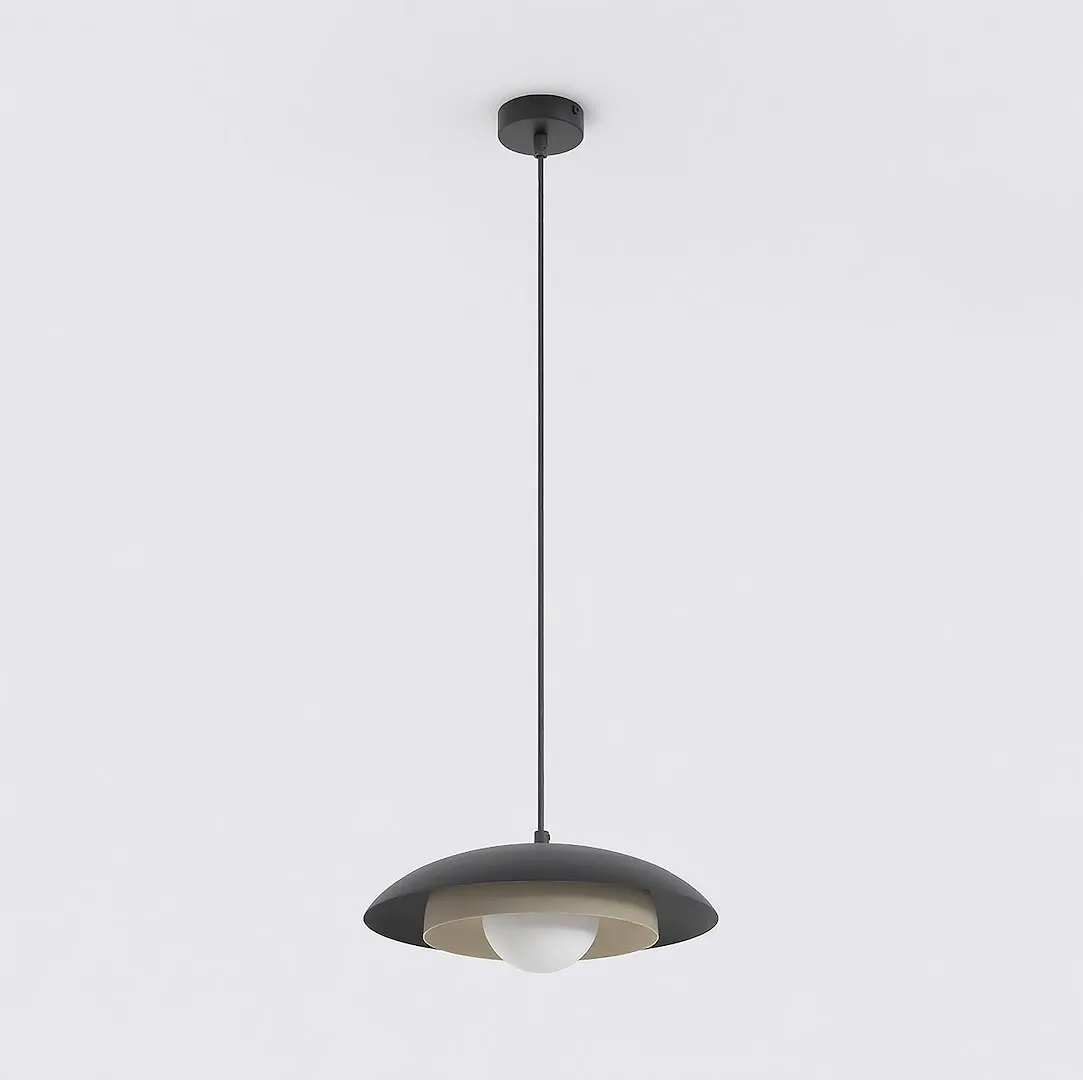 lampa wisząca, pendant light, czarna lampa, stalowy uchwyt, wspornik sufitowy