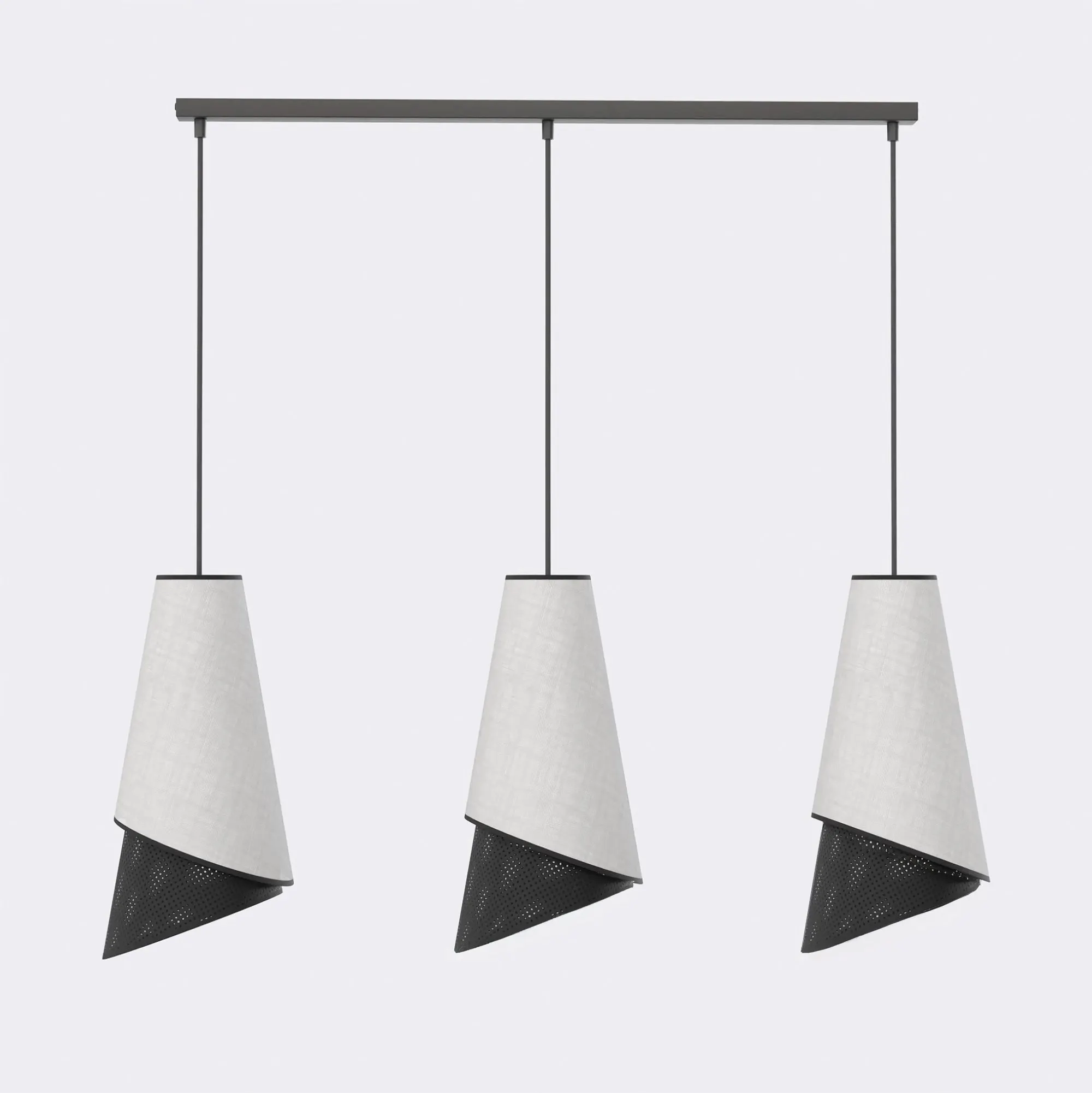 lampa wisząca, trzypunkowa, kinkiet wiszący, szary kolor, metalowy