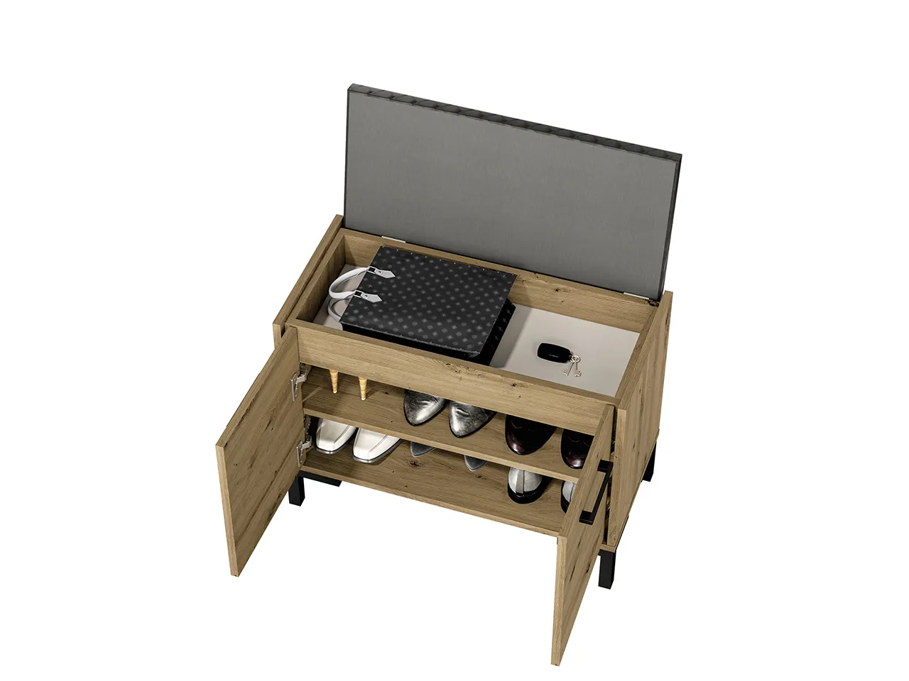 Szafka na buty z siedziskiem i schowkiem NEVIO 04 dąb artisan - 1NEVI04-001