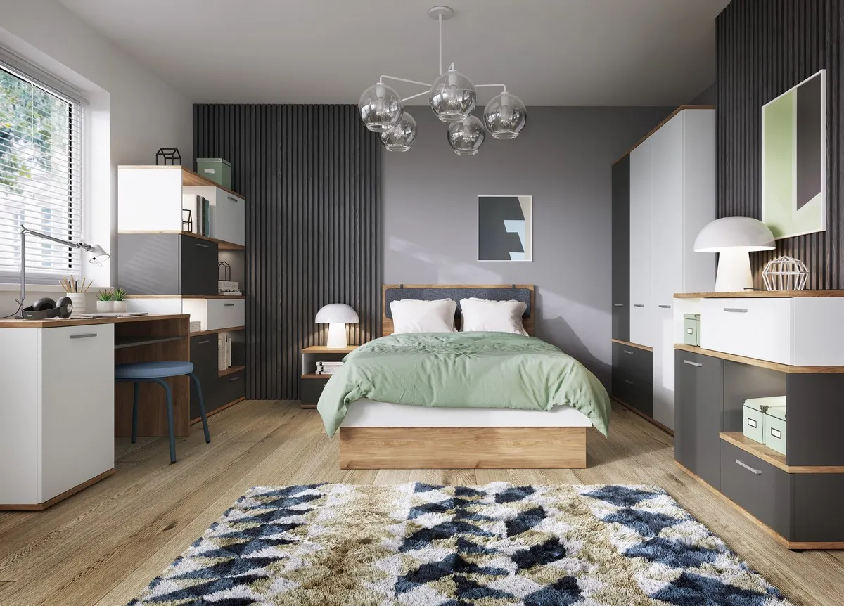 TWENTY TWEZ02 ŁÓŻKO 90 1S DĄB HONEY CASTELLO/BIAŁA ALPEJSKA/GRAFIT SZARY Wójcik - 6000000011713