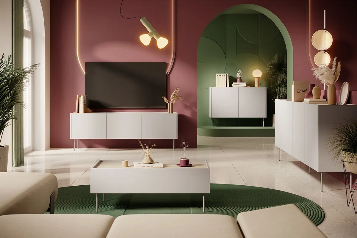 Komoda DESIN 220 z 4 szufladami - kremowa - dąb nagano - B_149003