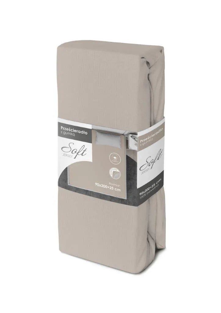 Prześcieradło z gumką SOFT 90X200+25 jersey bawełna szary Poduszka, Wystrój domu