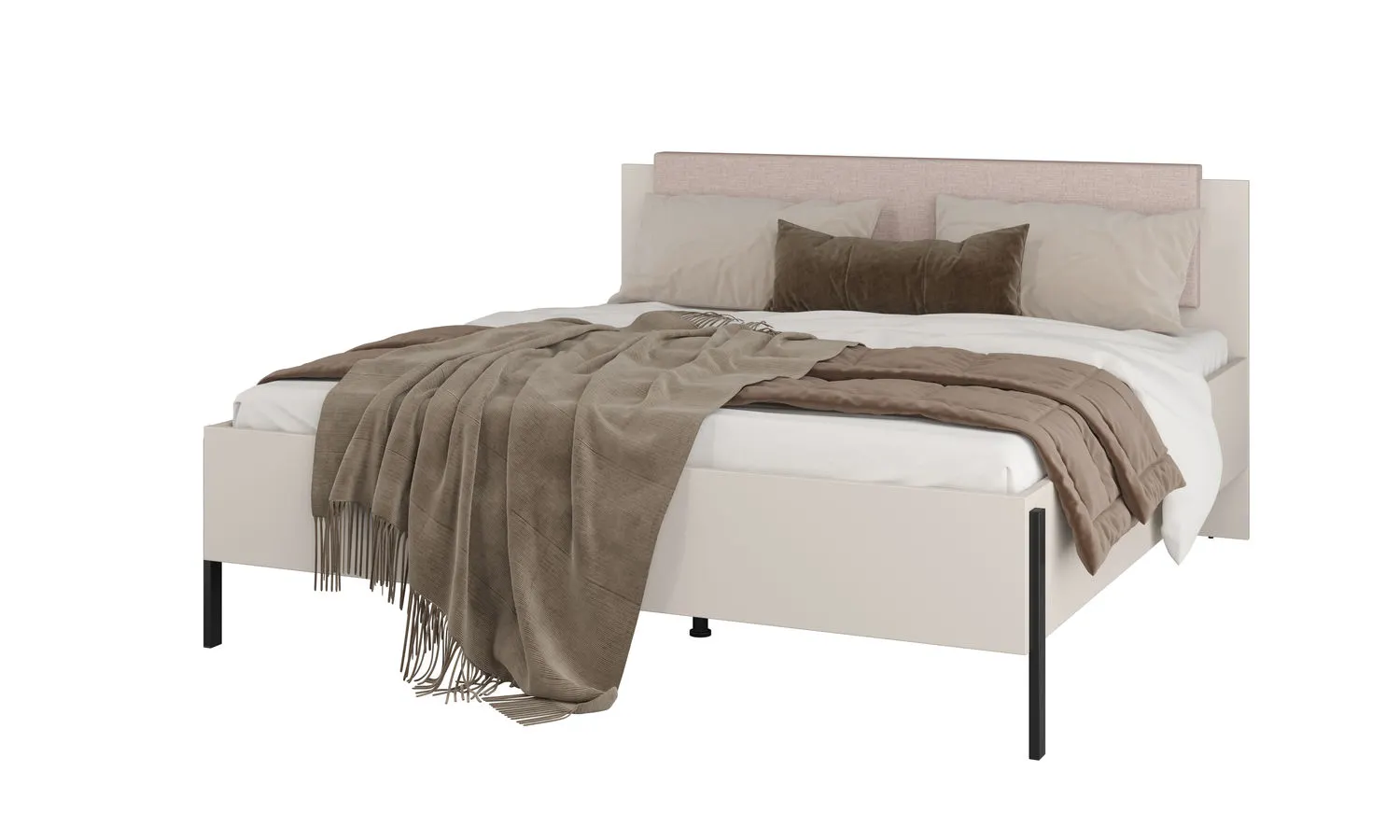 Łóżko z zagłówkiem i pojemnikiem JUKON S 180x200 kaszmirowe