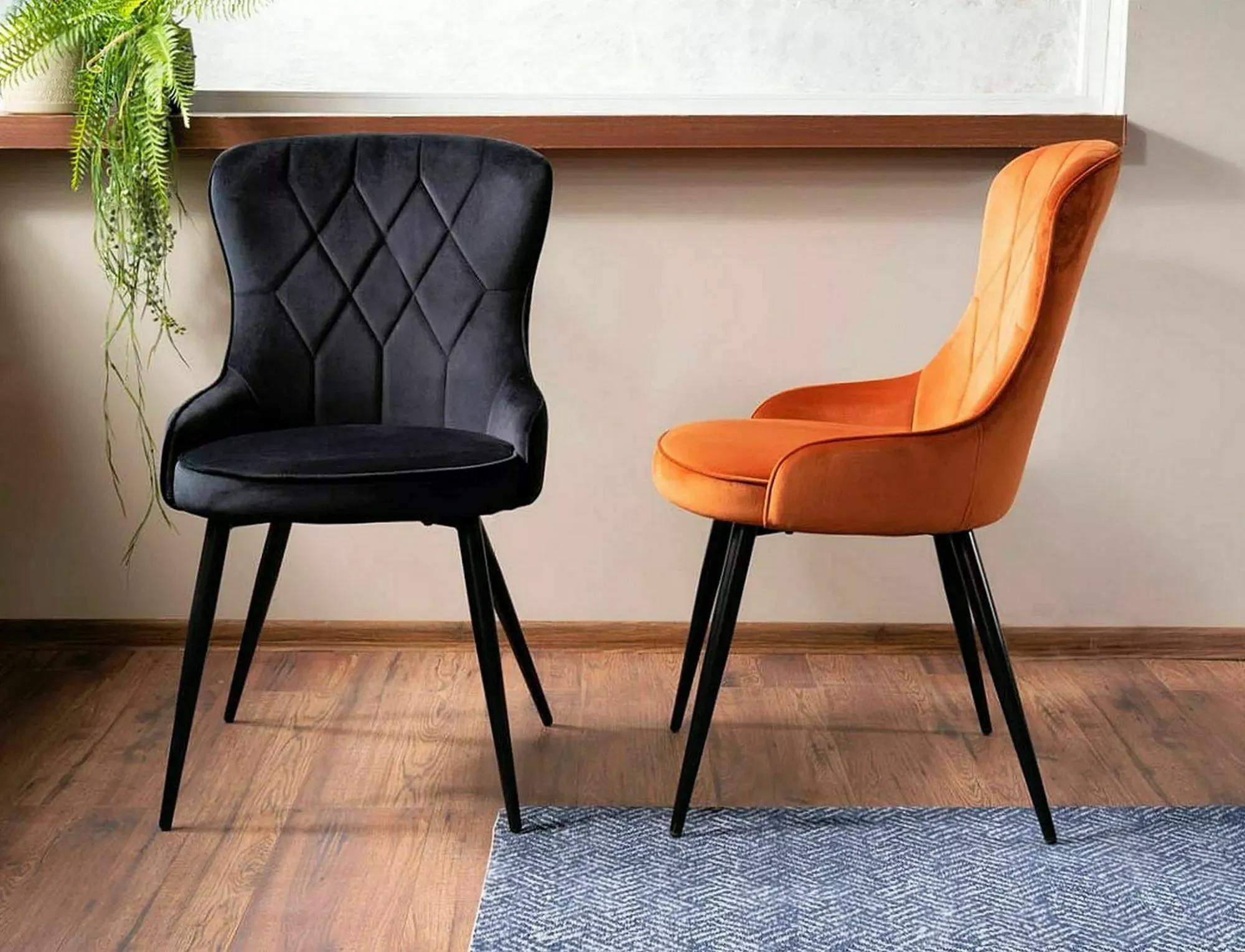 Krzesło tapicerowane LOTUS VELVET Bluvel 19 czarny stelaż czarny - LOTUSVCC