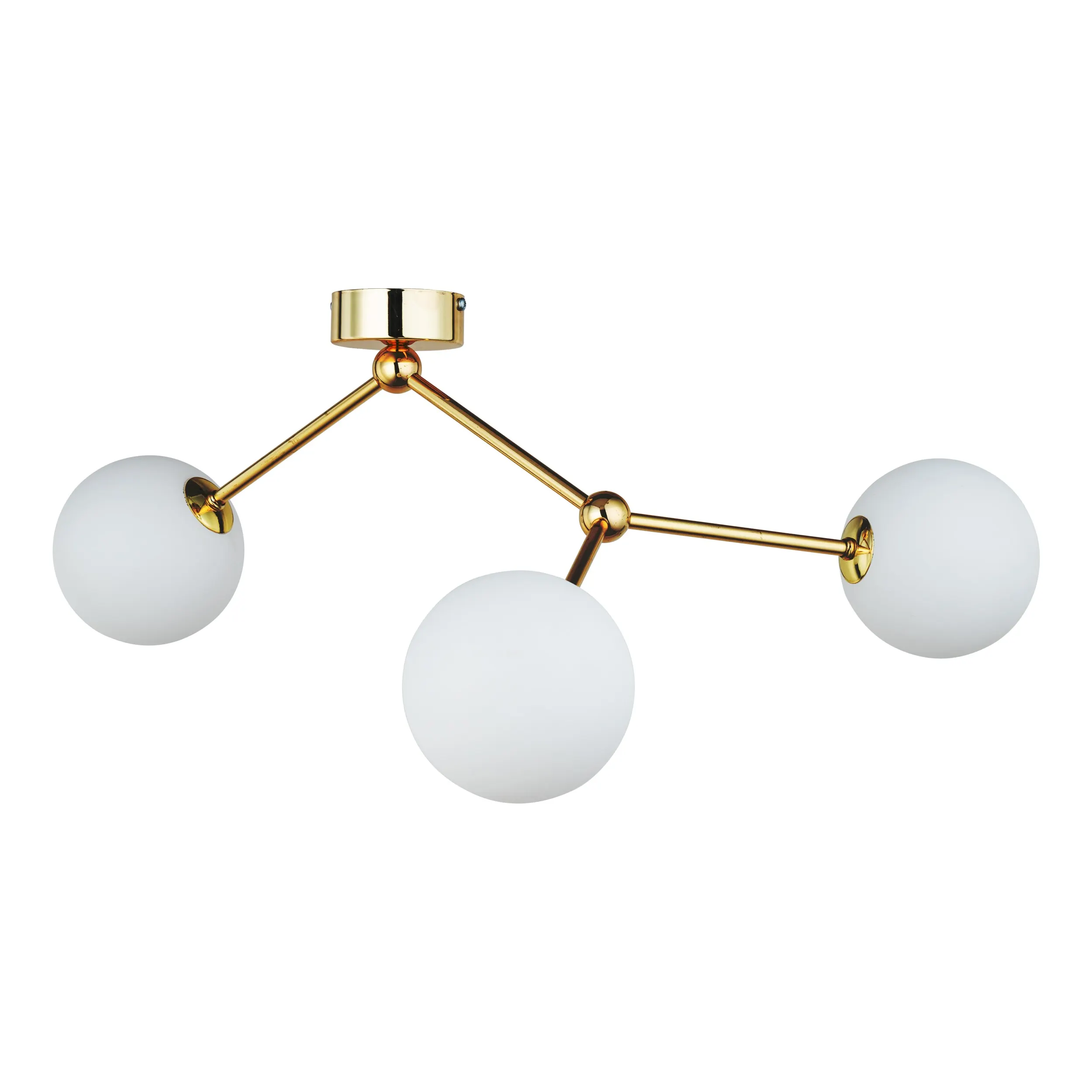 Lampa sufitowa FAIRY złota z białymi okrągłymi szklanymi kloszami 63x48x30cm - TK_6471