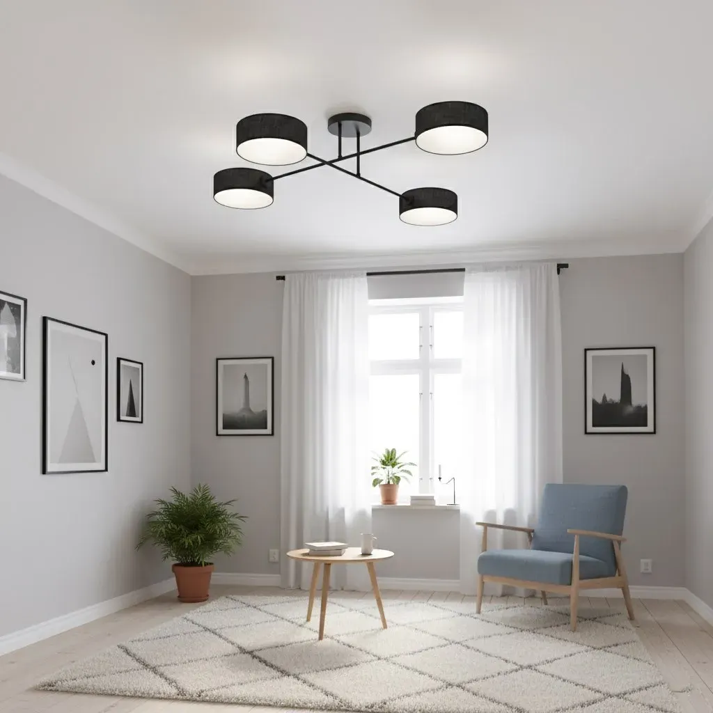 Lampa sufitowa plafon MAGA 4 abażur czarna — zdjęcie 4