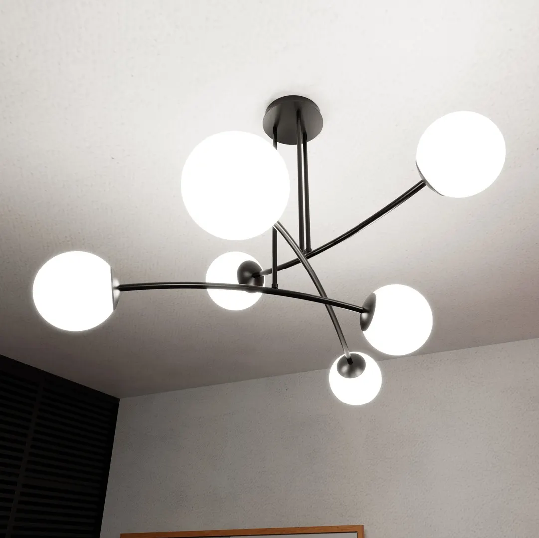 Lampa wisząca HALLDOR 6 czarny biały — zdjęcie 6