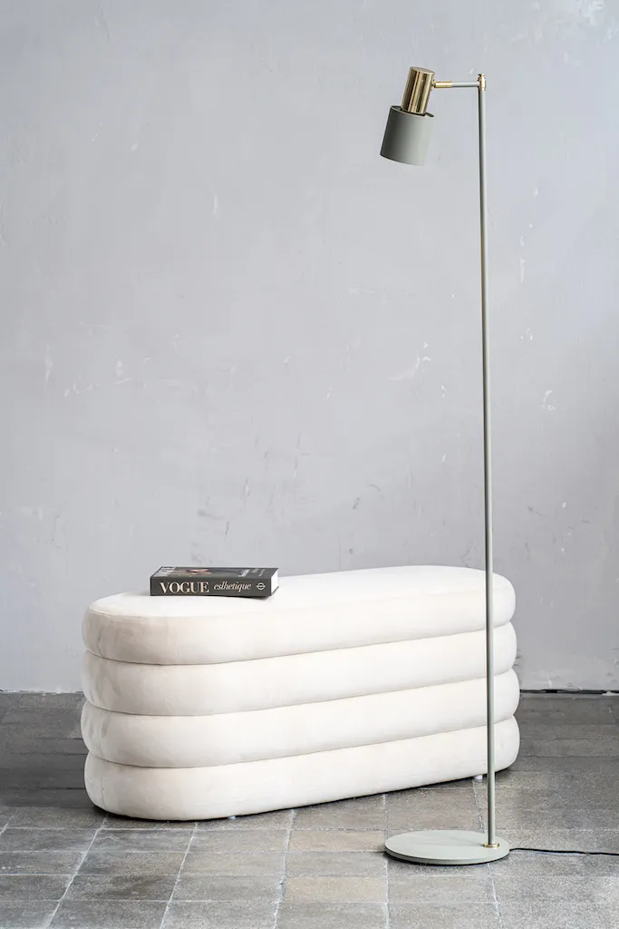 Lampa podłogowa DORIA metalowa szałwia mosiądz 160 cm regulowana - 4271