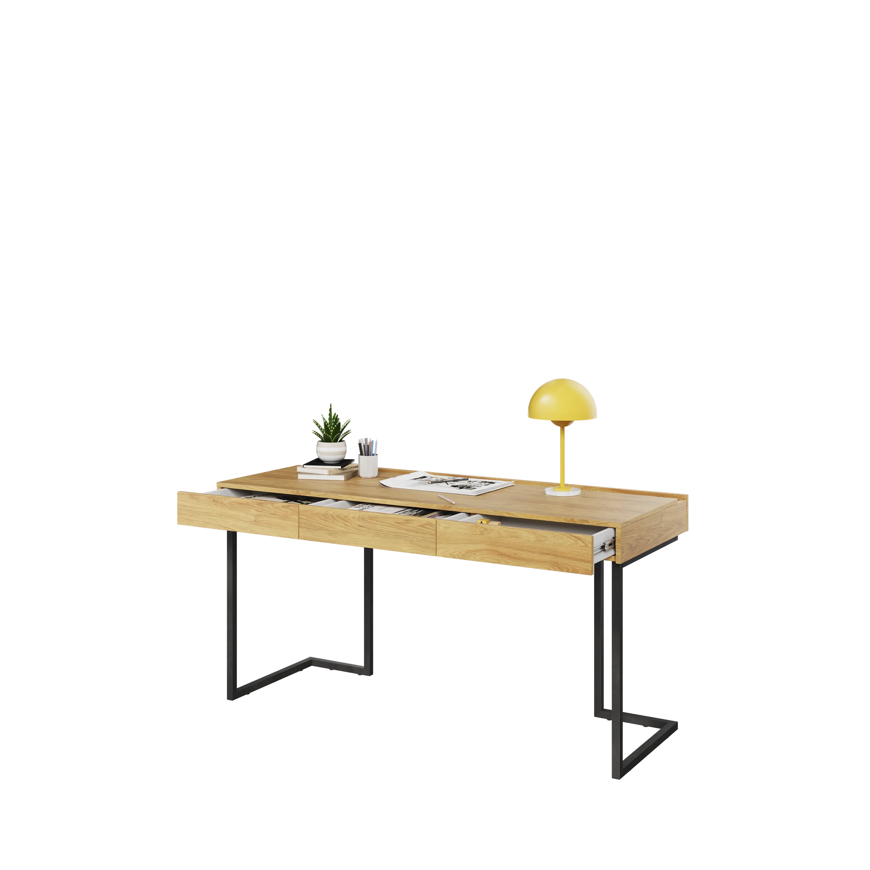 Biurko wolnostojące Teen Flex TF-04+TF-15 150cm hikora naturalna/surowa stal - TF415HRS