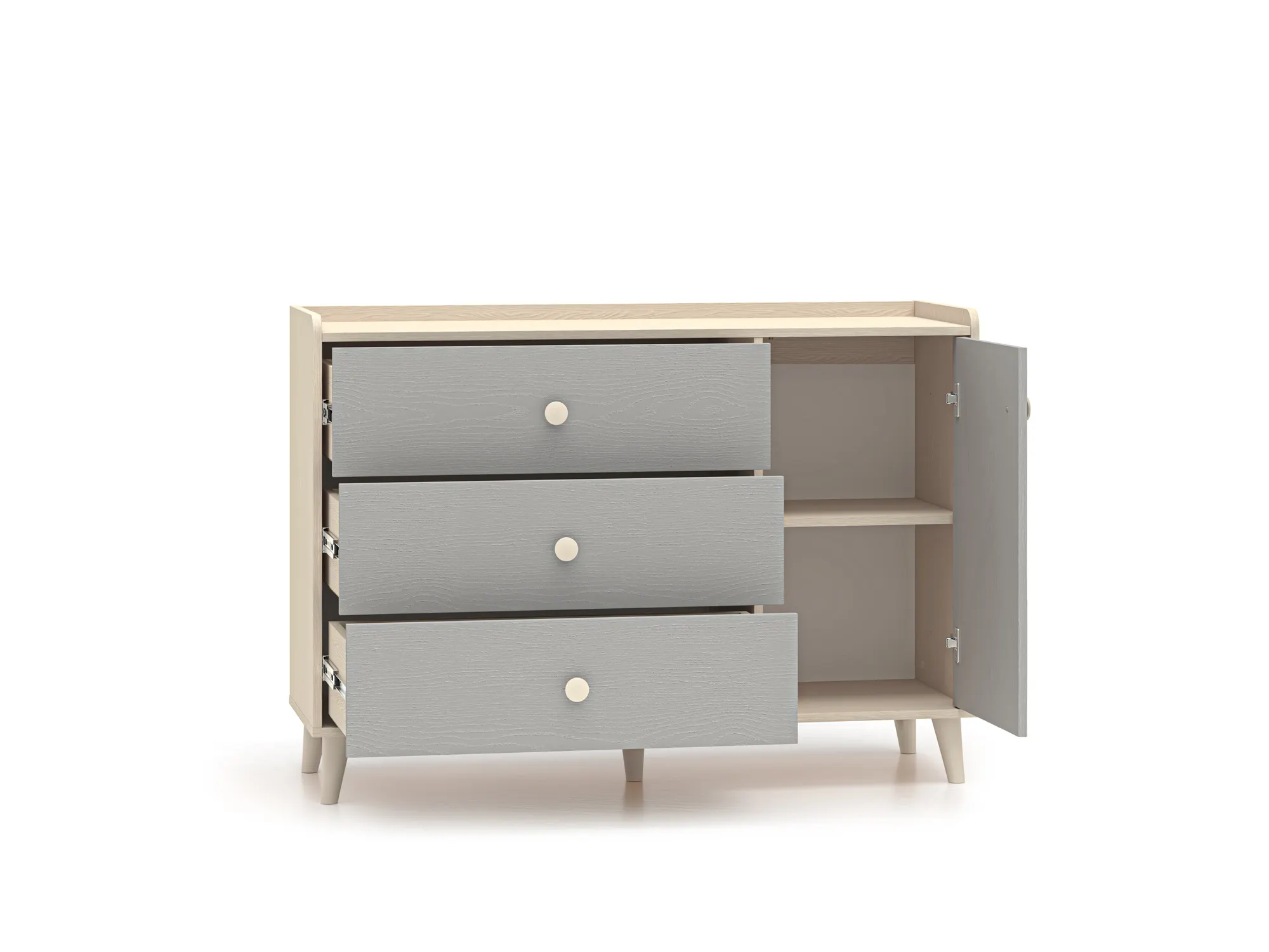 Komoda 1-drzwiowa z 3 szufladami MEVEL 05 piasek pustyni, szary pallad - 1MEVE05-002