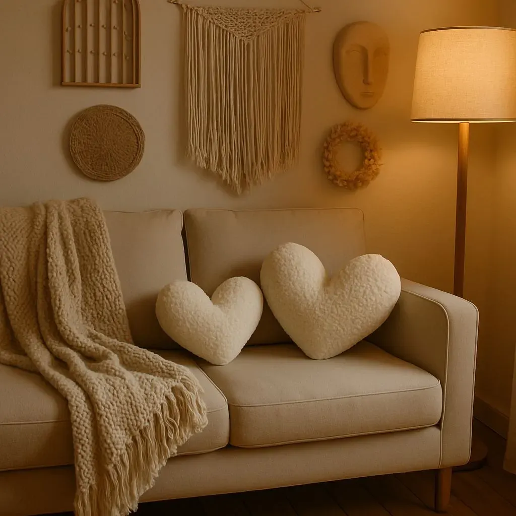 Poduszka serce TEDDY KALP BIG 42x45x12 beżowa - ASI_150CRG1159