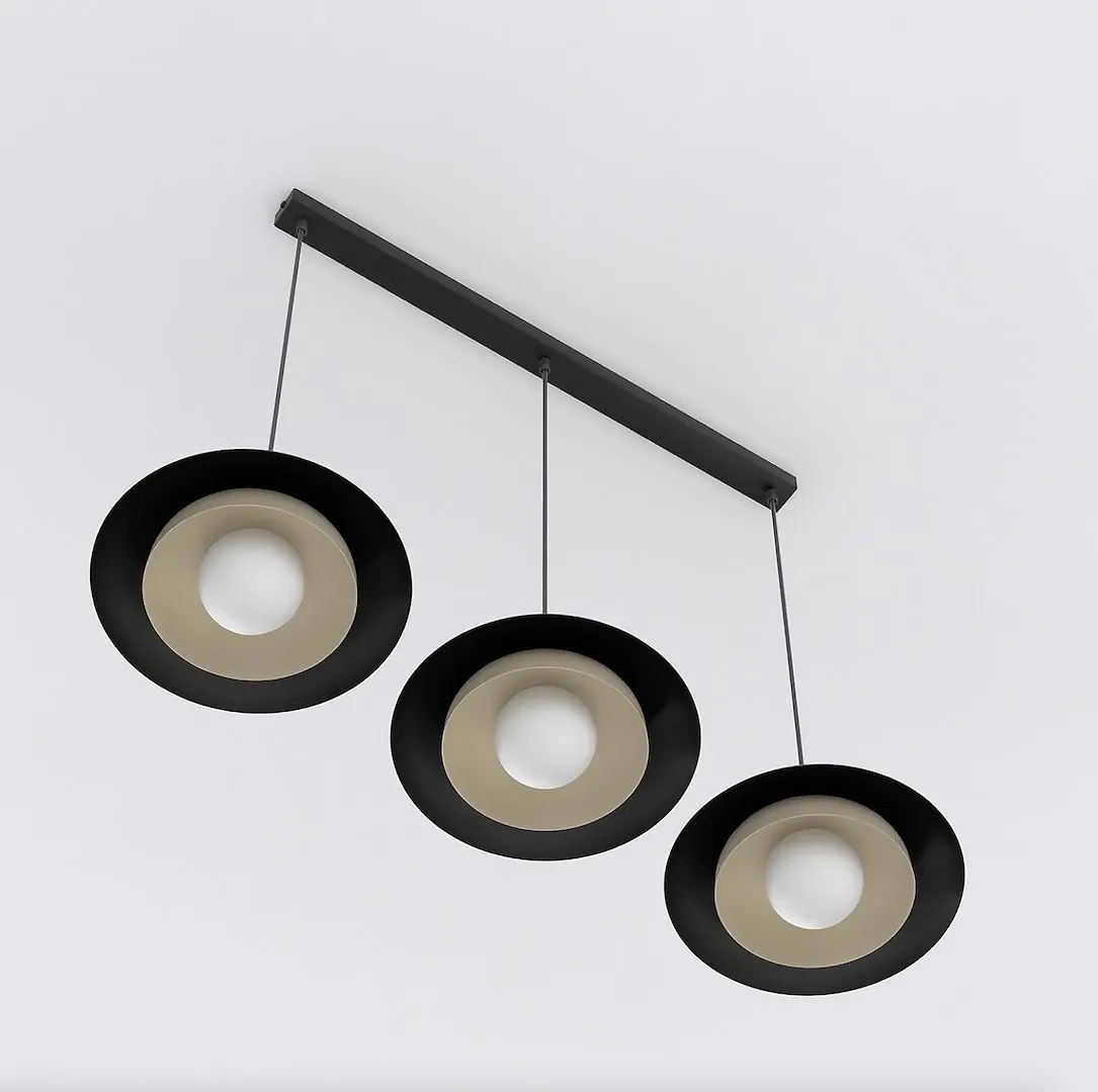 lampa wisząca, trzy klosze, czarna, metal, nowoczesny design