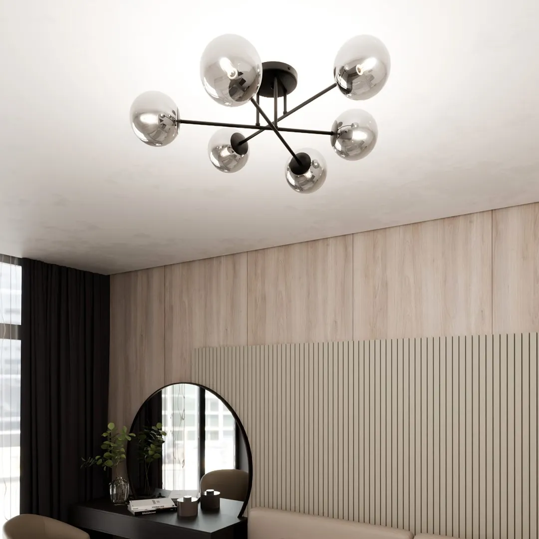 lampa wisząca, kula, metal, designowy, oswietlenie sufitowe