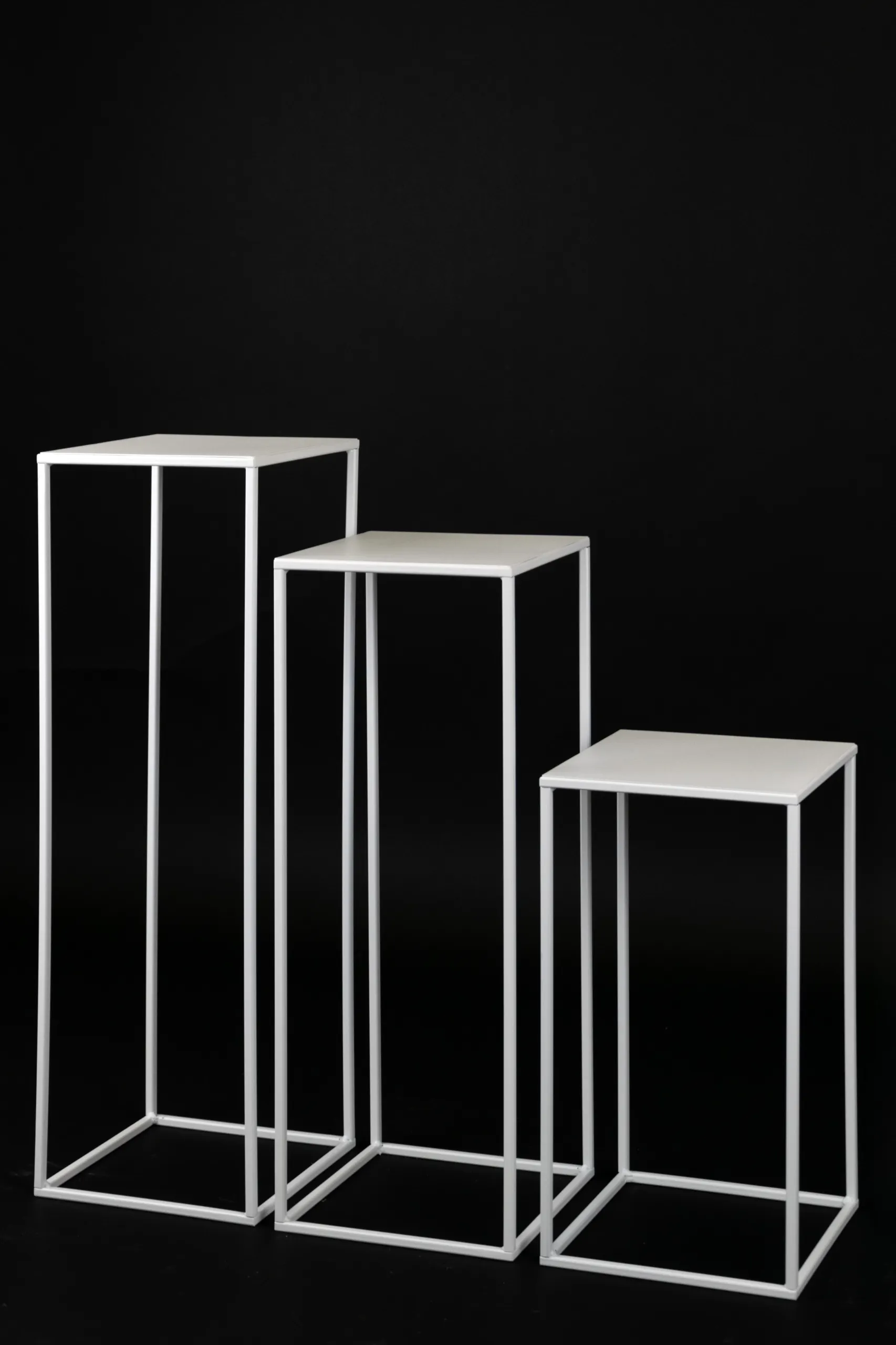 Kwietnik stojący metal drewno BREST L biały - LD_TZ000159