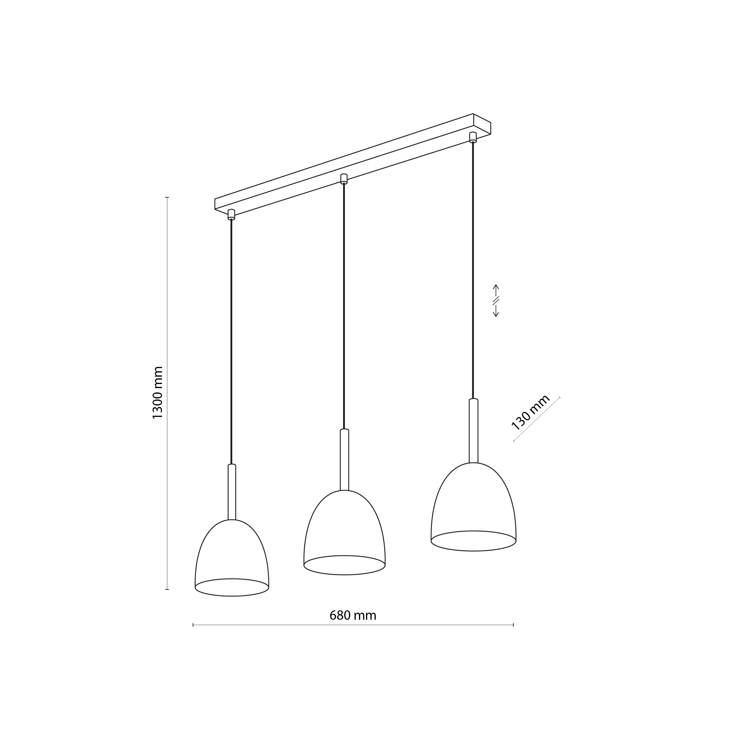 Lampa wisząca NORD biała z drewnianymi elementami na metalowej listwie 130x68x13cm - TK_4869