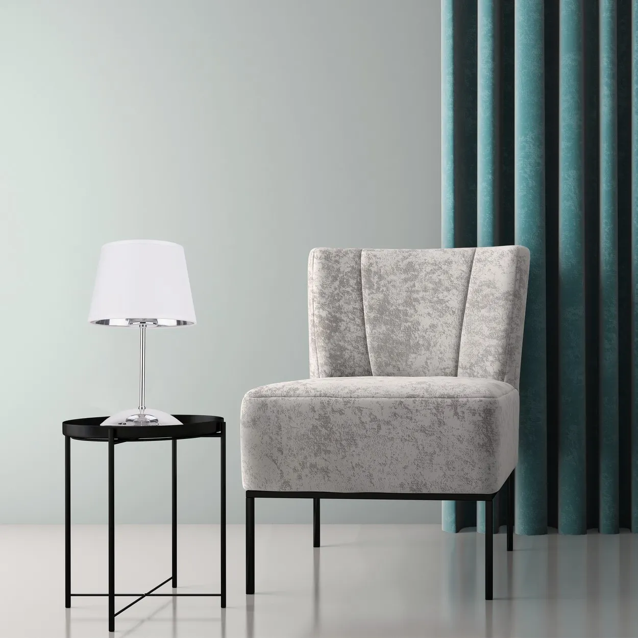 Lampka nocna GLORY chromowana z białym abażurem 33x20cm - TK_5495