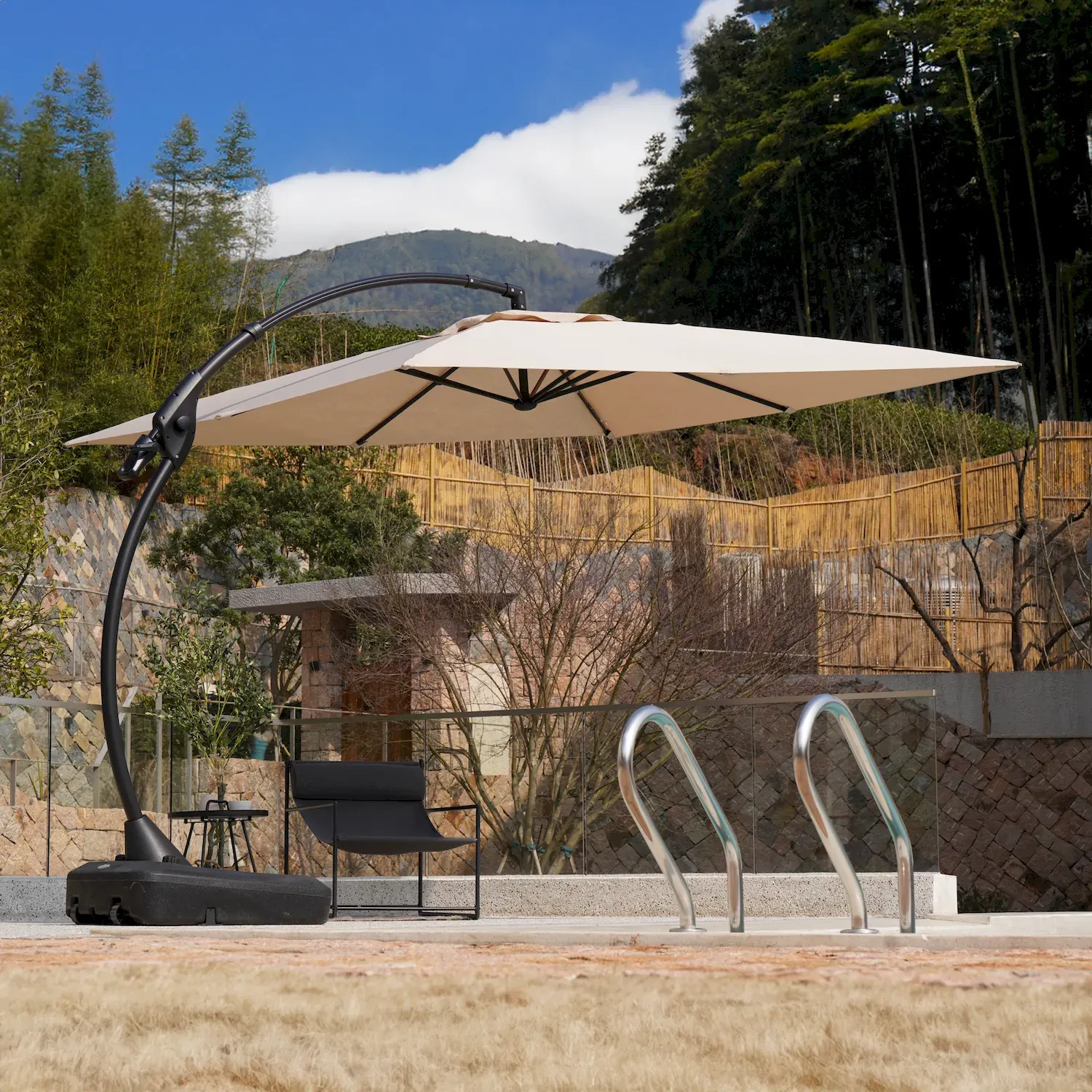 Parasol ogrodowy SOLANO beżowy — zdjęcie 12