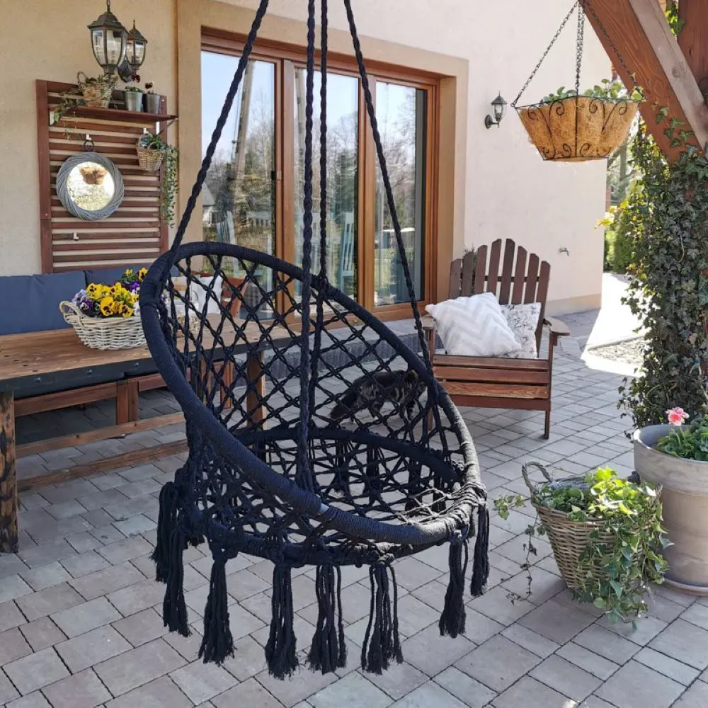 Fotel hamakowy BRASIL HOOP FI 60 cm czarny - MI_5902659146885