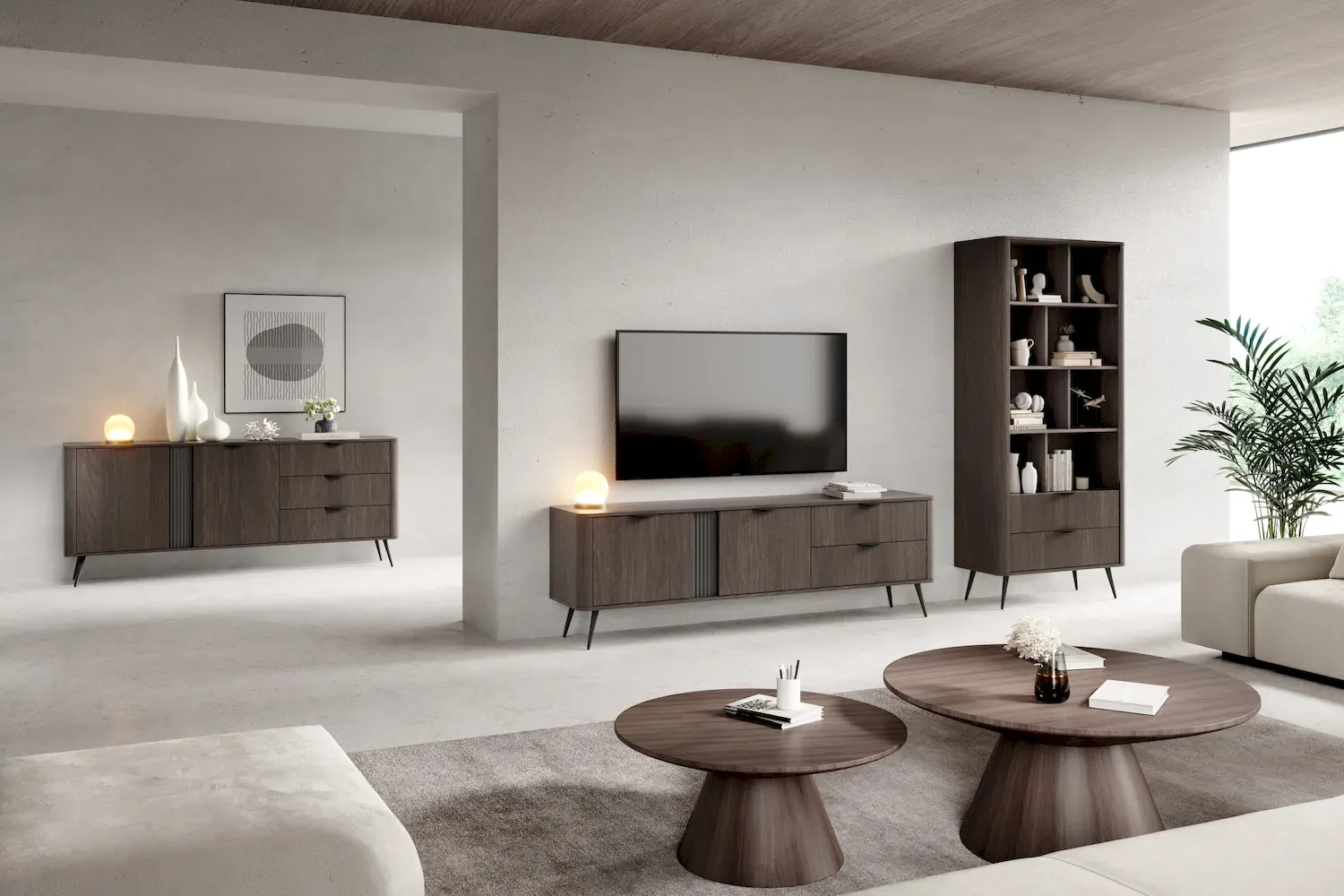 Szafka RTV 2-drzwiowa z 2 szufladami VERIS 195 dąb dunin czarny - LA_VERIS_RTV_195_2D2S