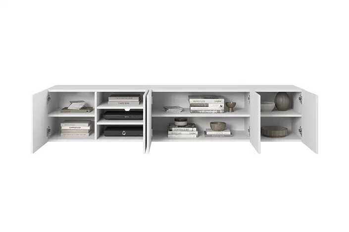 Szafka RTV ASHA 200 5D - biały mat - ryflowany front - wisząca — zdjęcie 3