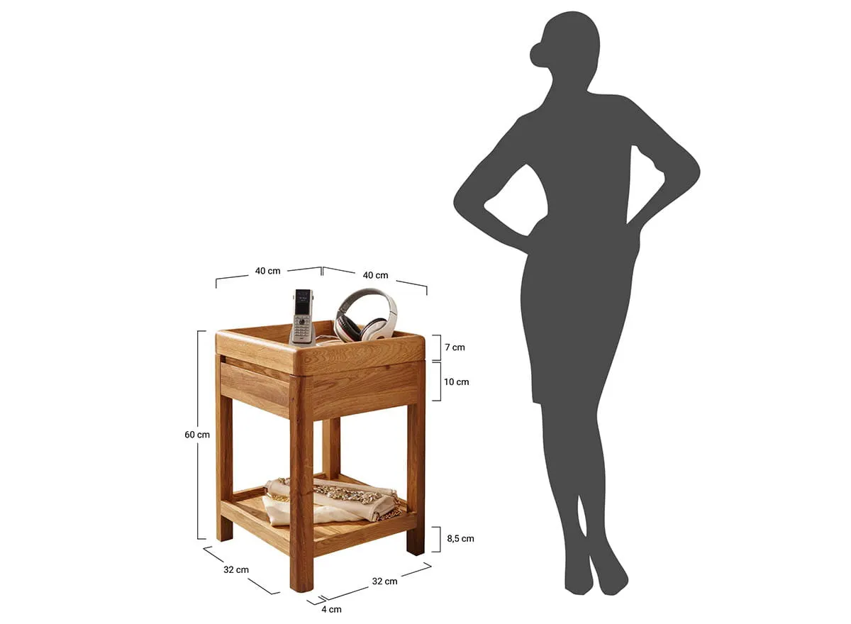 Stolik GIALO z szufladą i półką GIALO 60x40x40 - dąb olejowany - 2SGIA03
