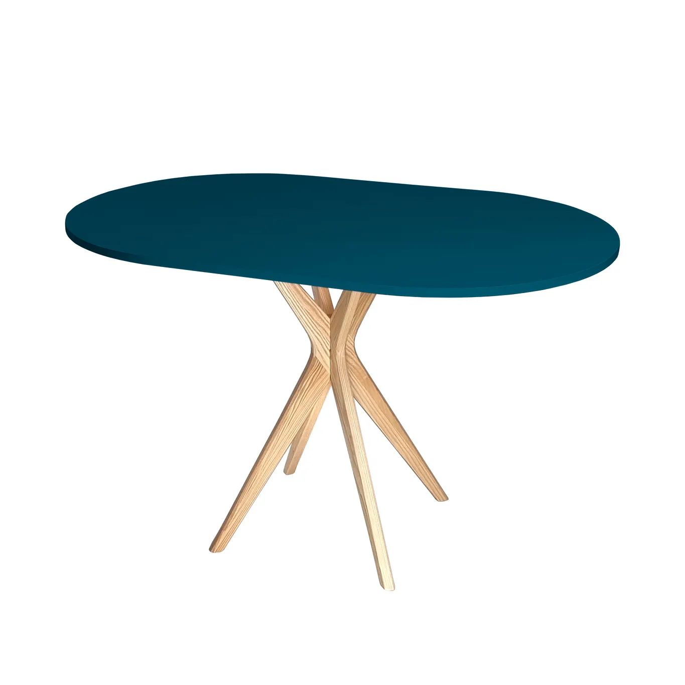 Stół owalny JUBI Racetrack 75x100cm petrol blue naturalny Meble, Tabela, Stolik kawowy, Stół do jadalni