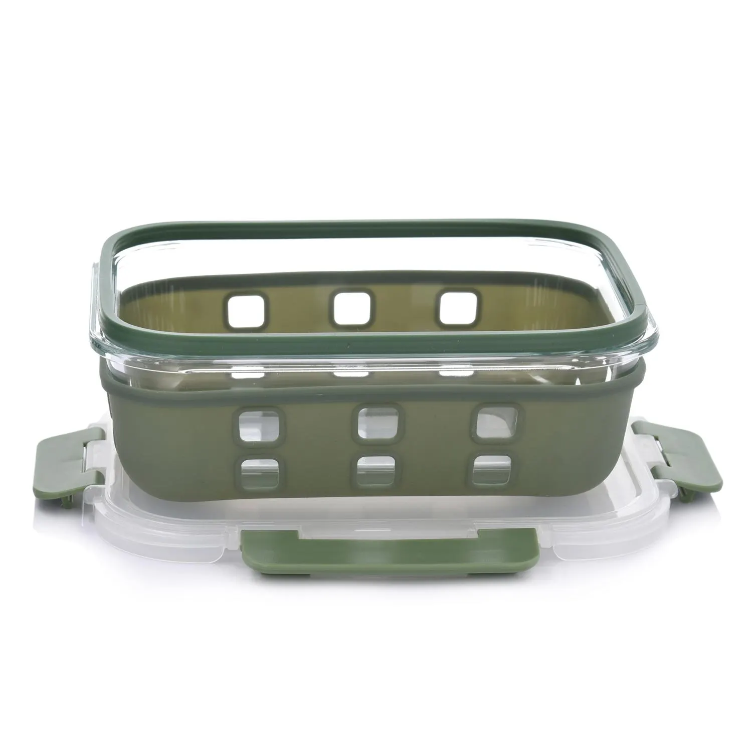 image kosz na lunch, pojemnik na lunch, pokrywka, zielony kolor, przystosowany do gotowania