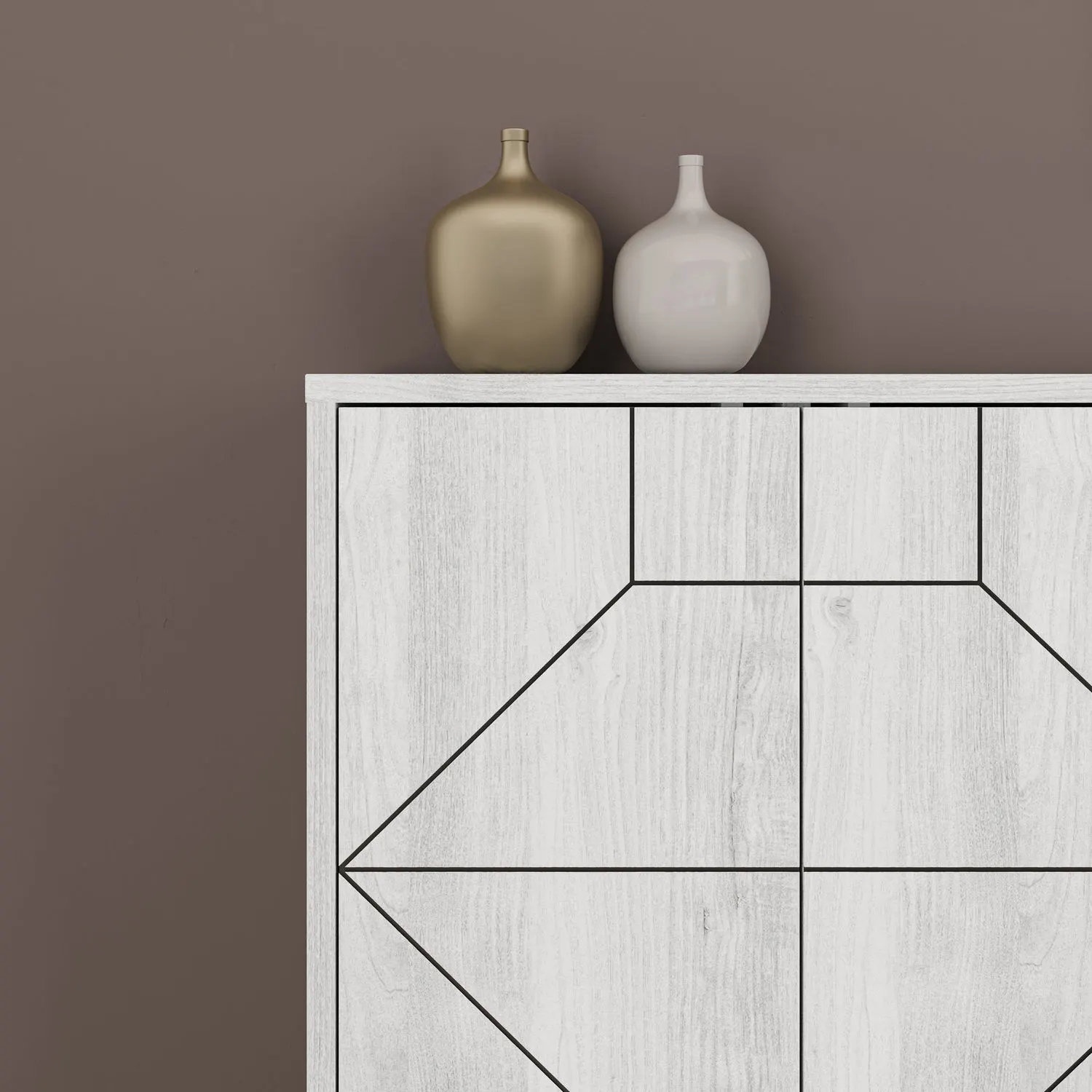 Komoda 6-drzwiowa DUNE 184 cm na metalowych nóżkach biała efekt drewna - ASI_855DTE4232