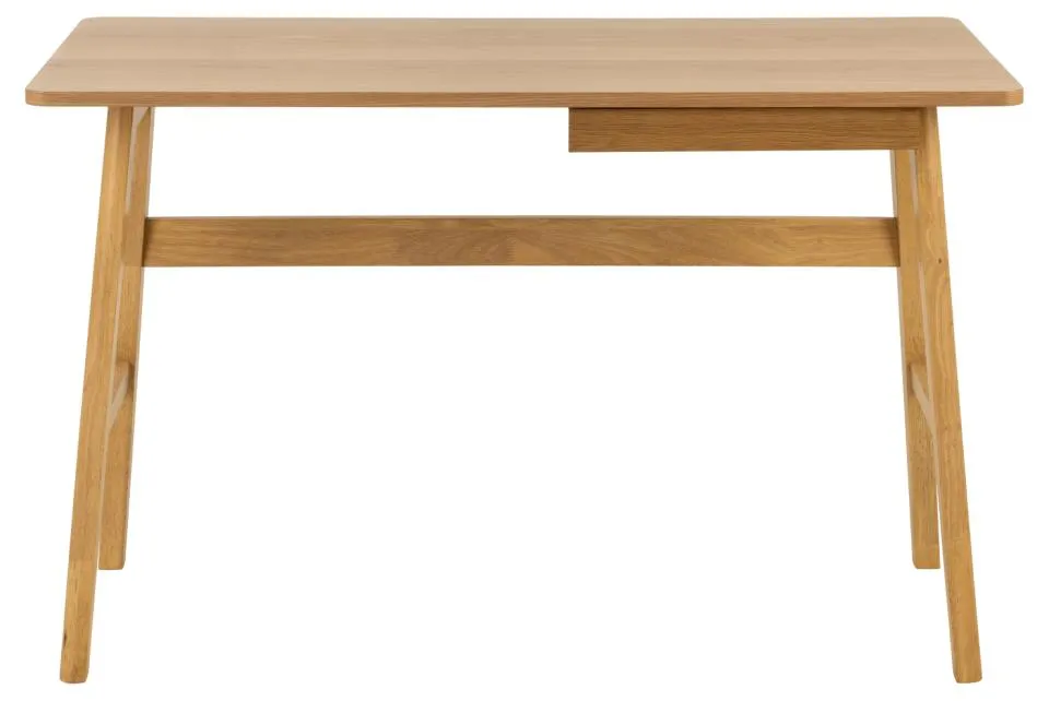 Biurko drewniane z szufladą BARNETT 60 x 120 dąb lakierowany - 0000104886