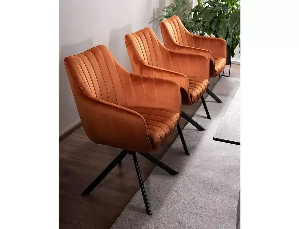 Krzesło obrotowe 180° AZALIA VELVET Bluvel 4215 cynamonowy czarny stelaż - AZALIAVCCY