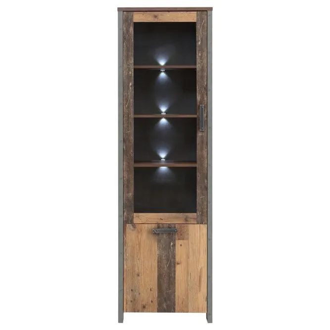 Witryna L/P CLIF 2-drzwiowa - old wood vintage, beton — zdjęcie 3