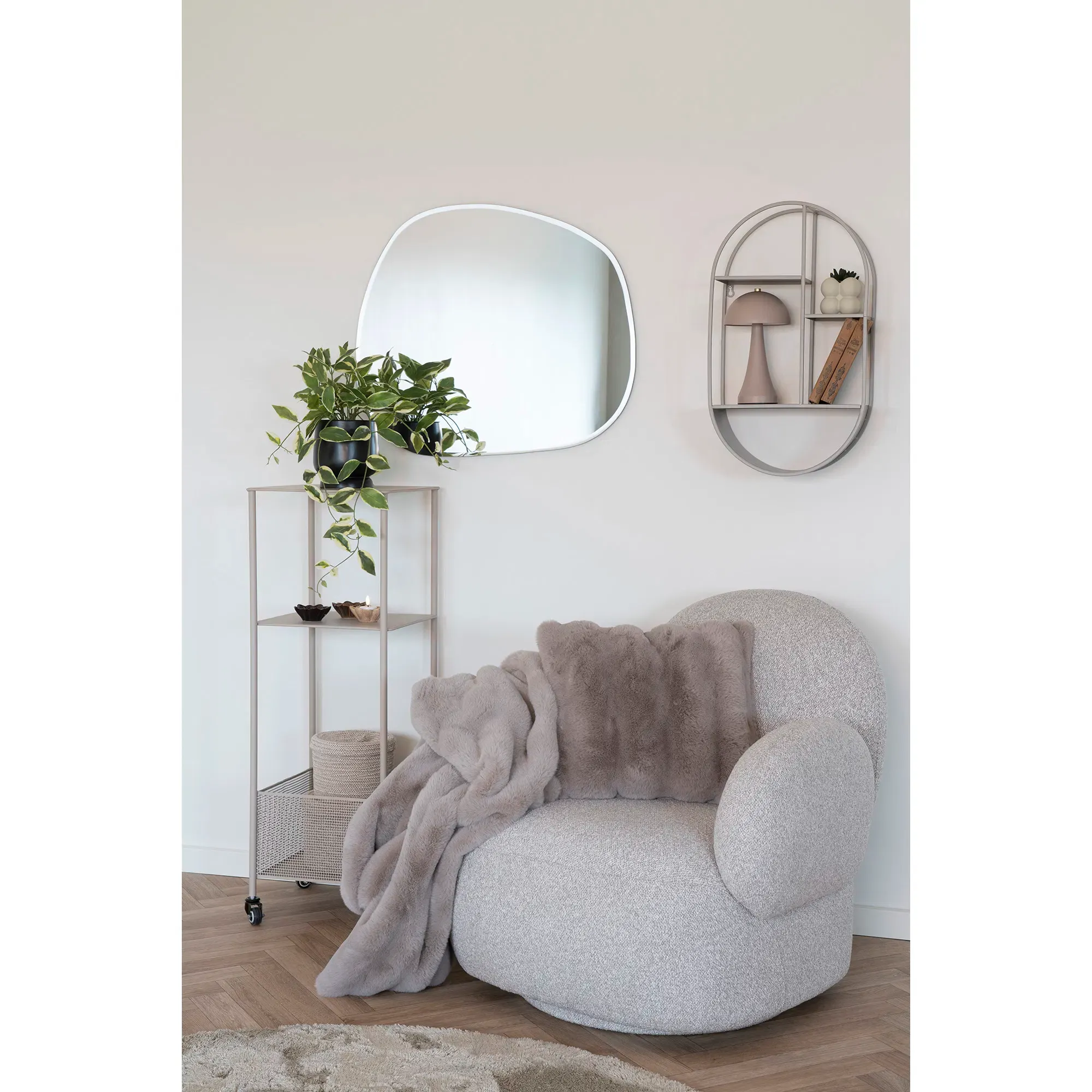 Półka ścienna owalna FEIRA stalowa 35x15x60 cm - szara - 4201055