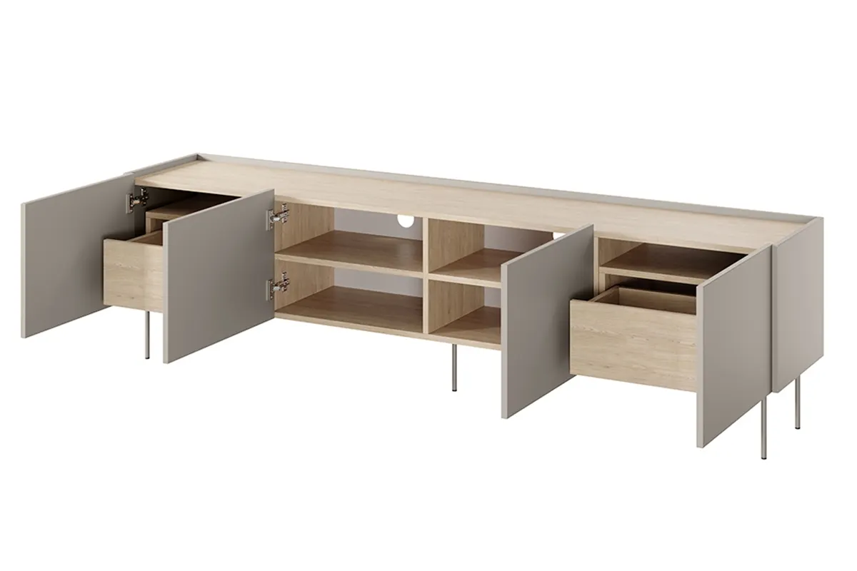 Szafka RTV DESIN 220 z 2 szufladami - kremowa - dąb nagano - B_149144