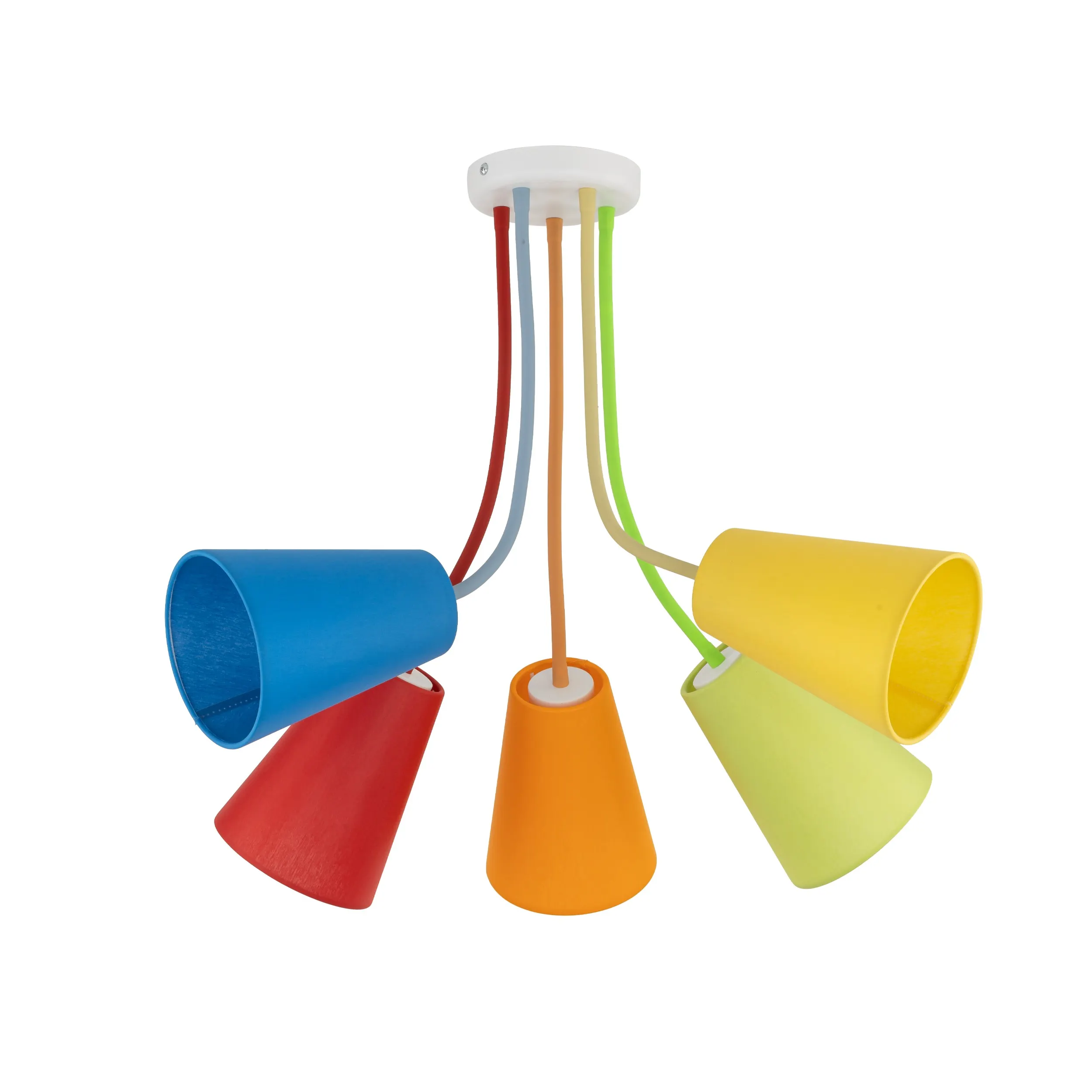 Lampa sufitowa WIRE COLOUR biała wielokolorowa zielona pomarańczowa czerwona niebieska żółta elastyczne ramiona 70x50cm - TK_2107