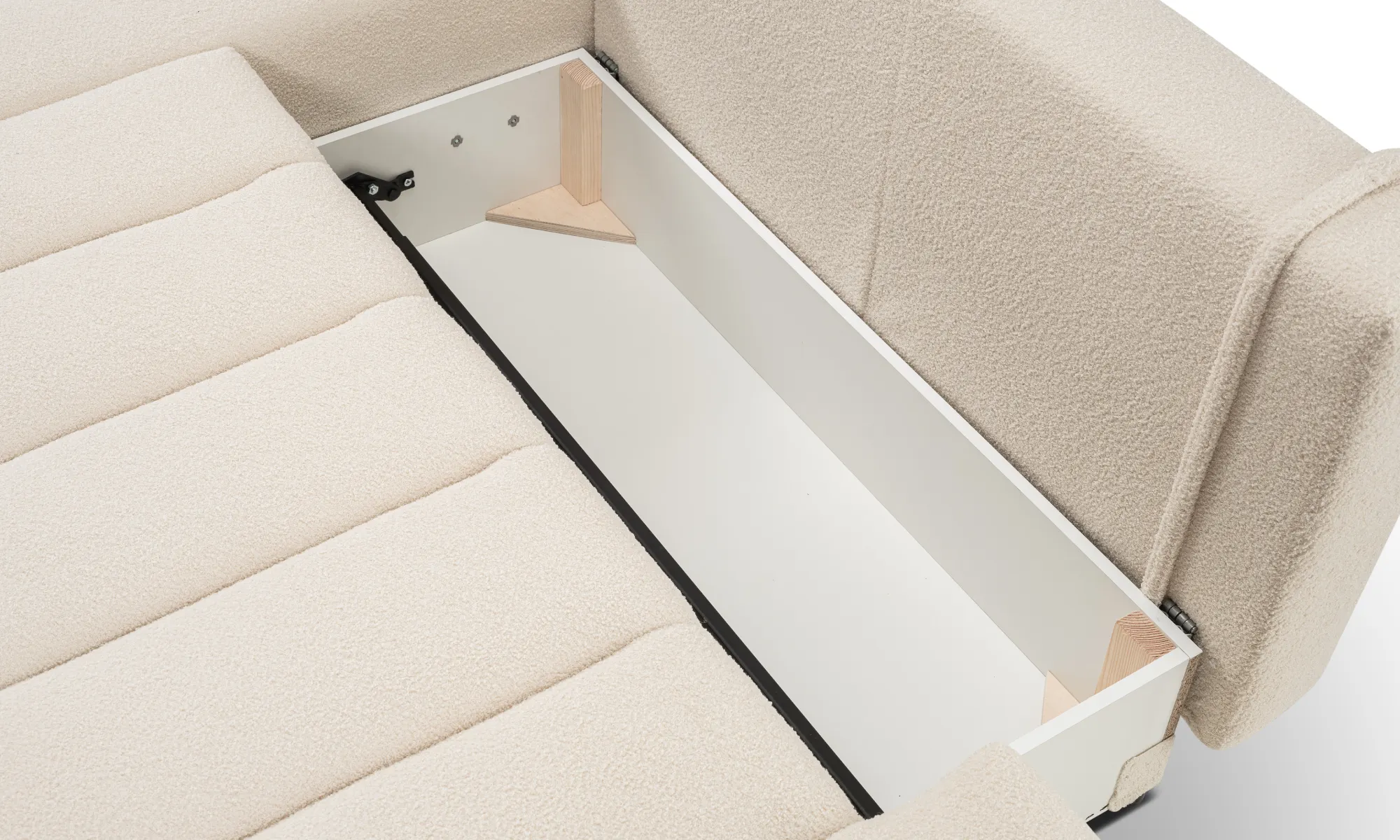 Narożnik rozkładany z pojemnikiem BALOO LAMBI 276 cm lewostronny beżowy - BALOO_NAR_LAMBI8_L