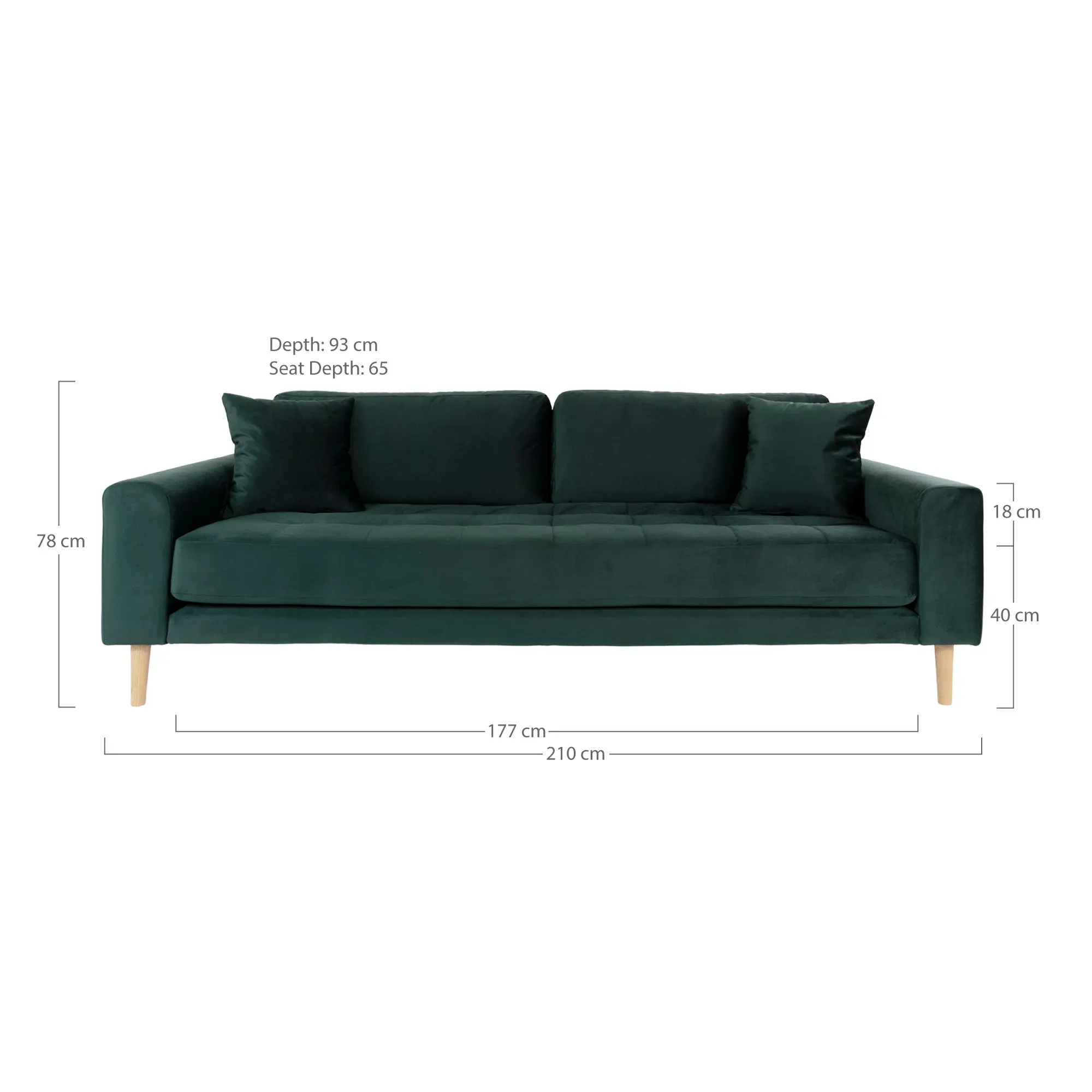 Sofa wypoczynkowa LIDO 3-osobowa 210 cm - zielony, naturalny - 1301445