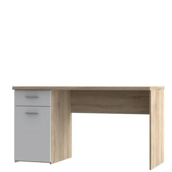 Biurko NET106 z szafką i szufladą - efekt drewna, biały - MT936-Q36