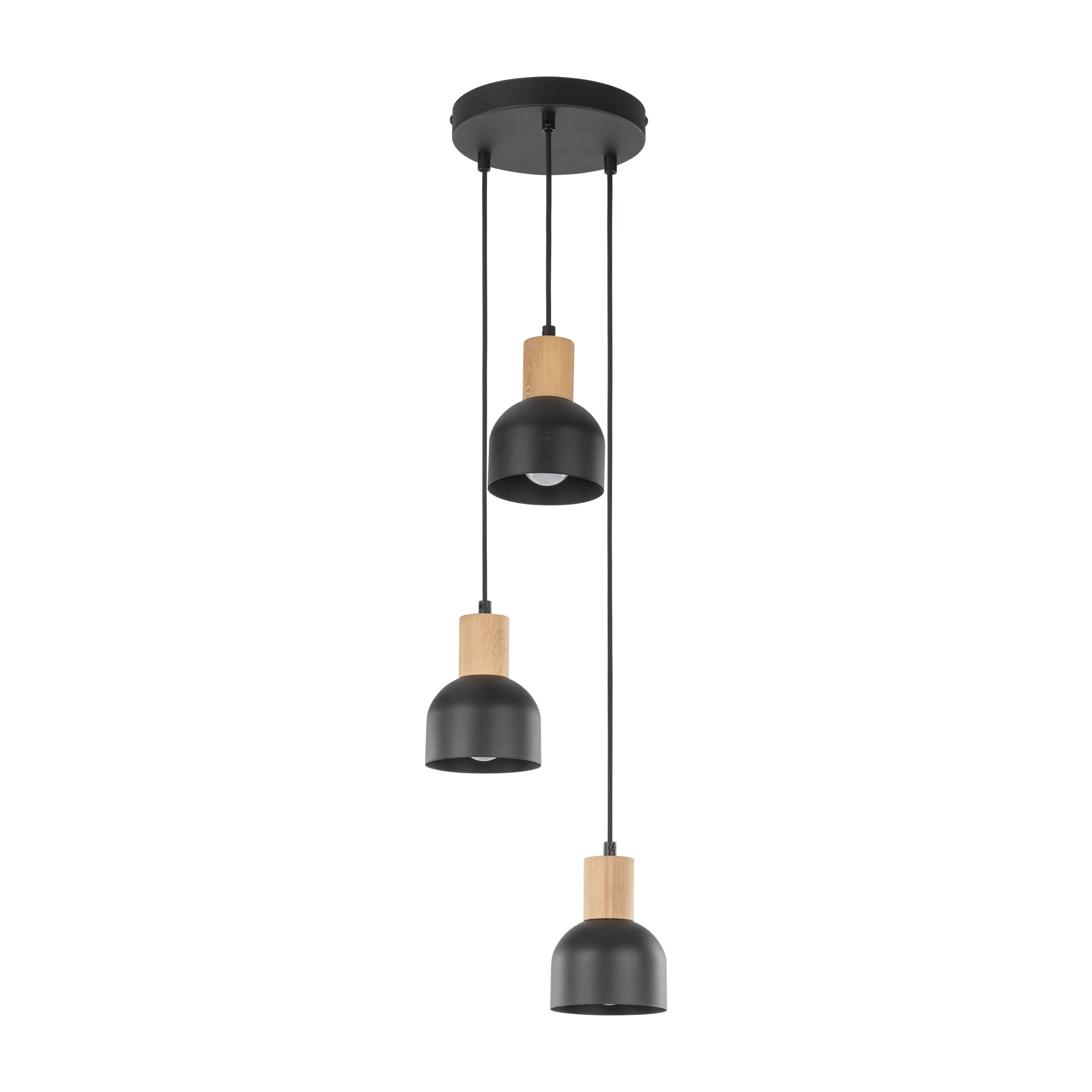 Lampa wisząca CAIRO czarna z drewnianymi elementami 100x25cm