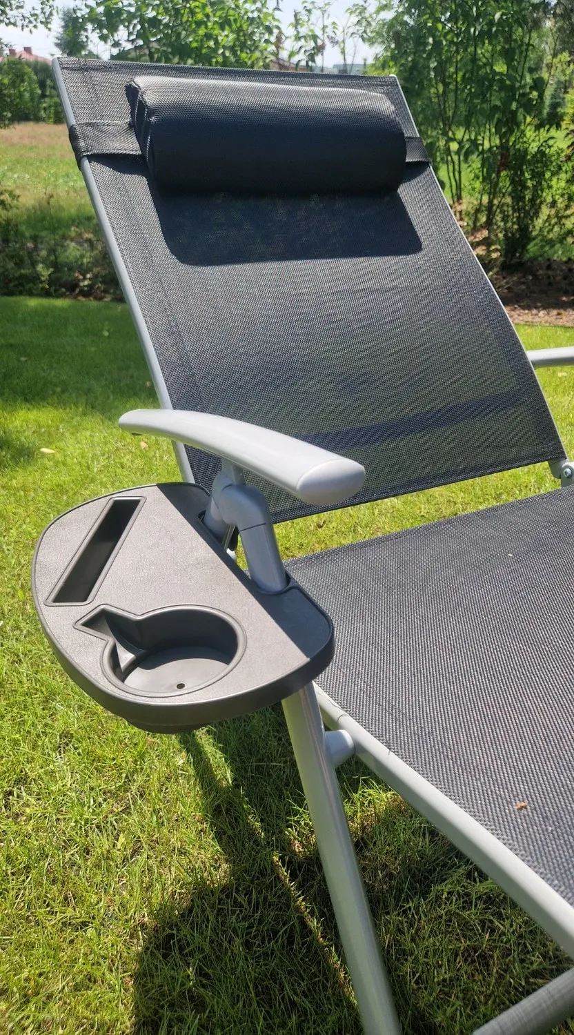 Leżak ogrodowy składany TARDY 182 cm aluminiowy czarny Zenjoy - TARDY_CZARNY