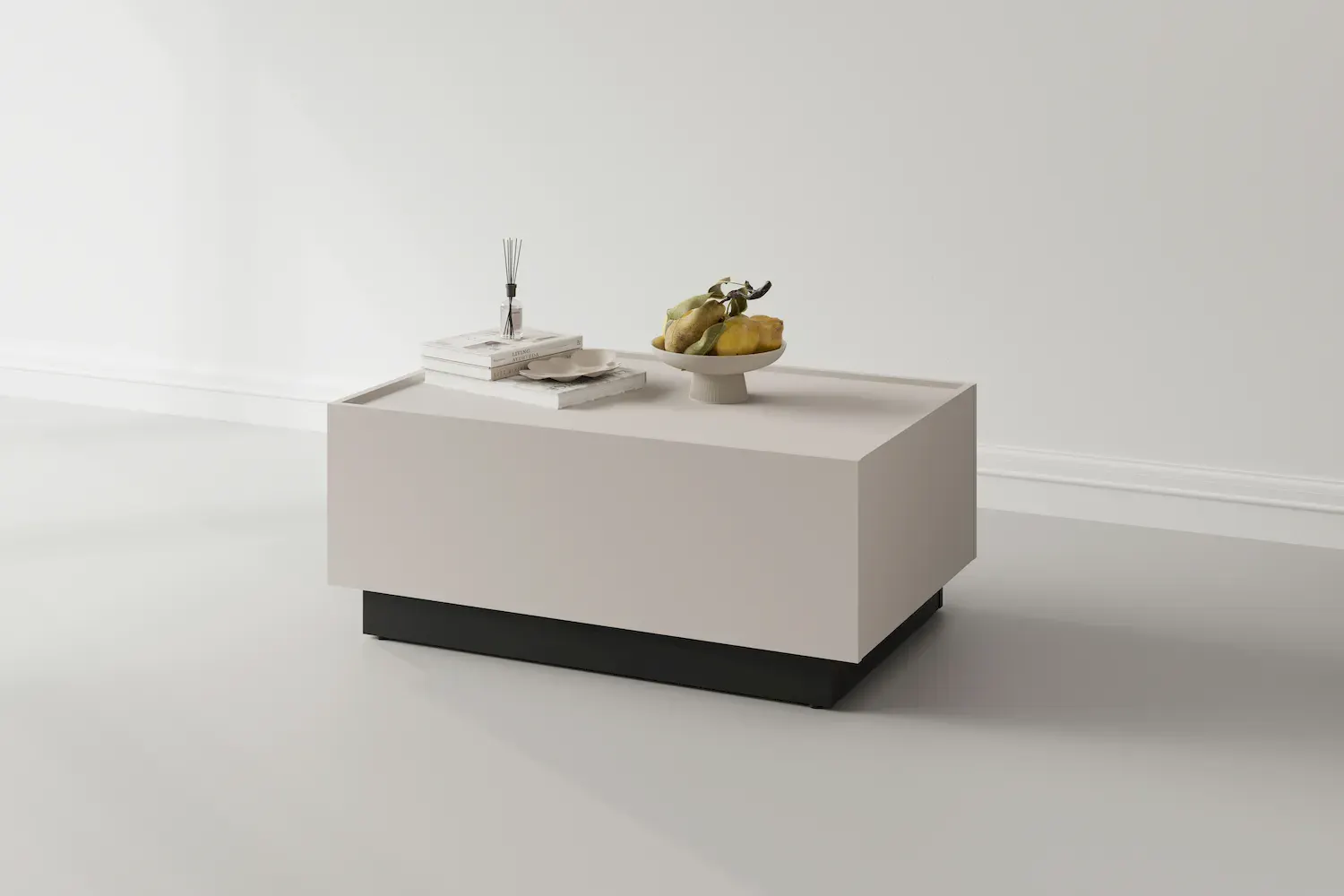 Stolik kawowy rozsuwany EKO 96 ze schowkiem kaszmir czarny - 24KWMJ96