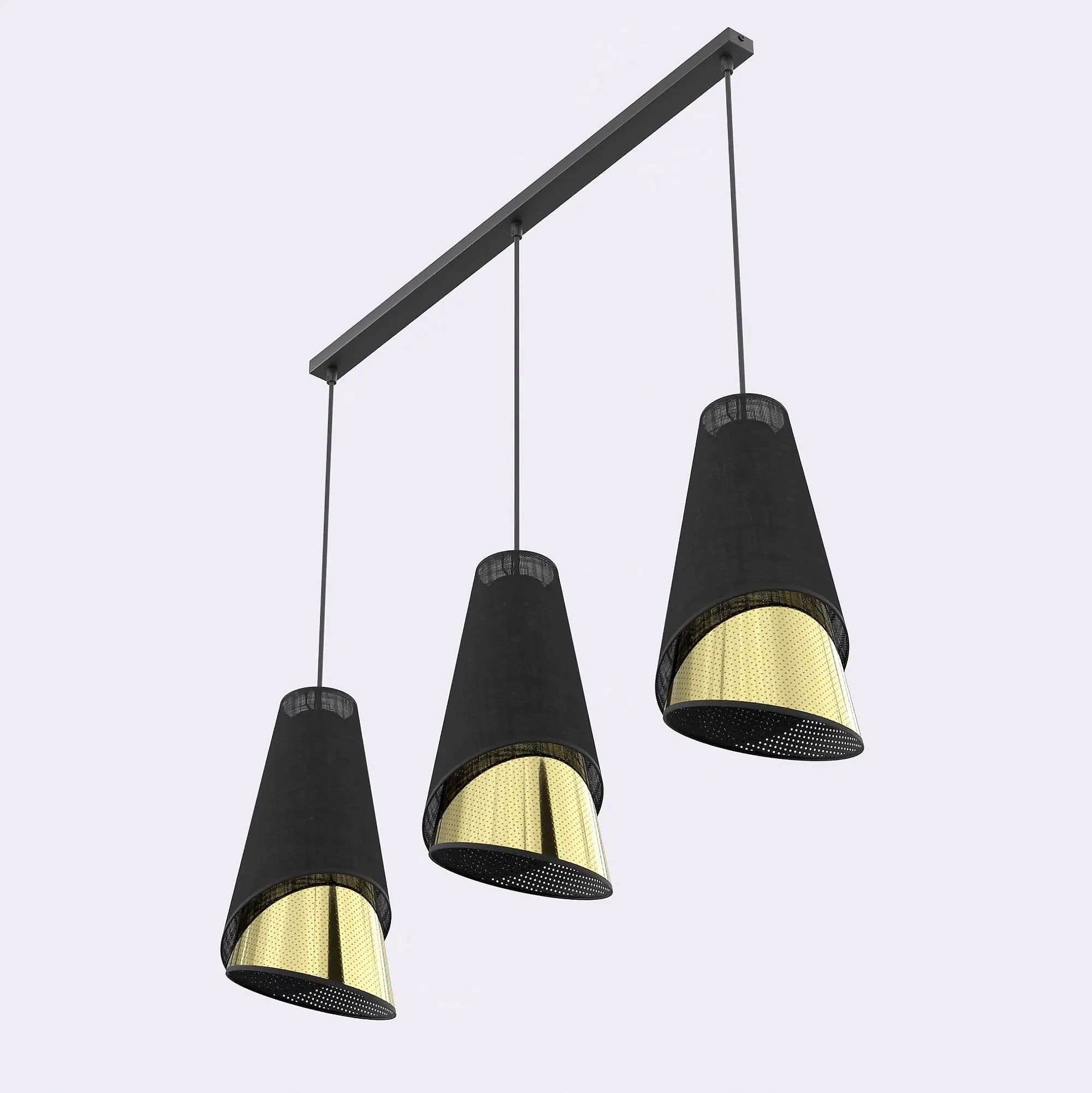 Lampa wisząca z perforowanym kloszem MODA 3 złoty czarny - 1617/3