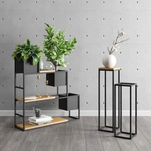 Kwietnik stojący metalowy z siatką RENES S czarny - LD_TZ000040