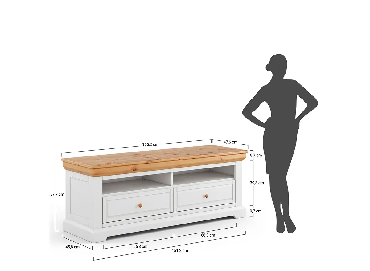Szafka RTV drewniana z 2 szufladami ELITE MARONE popielata - PLMEL09/S