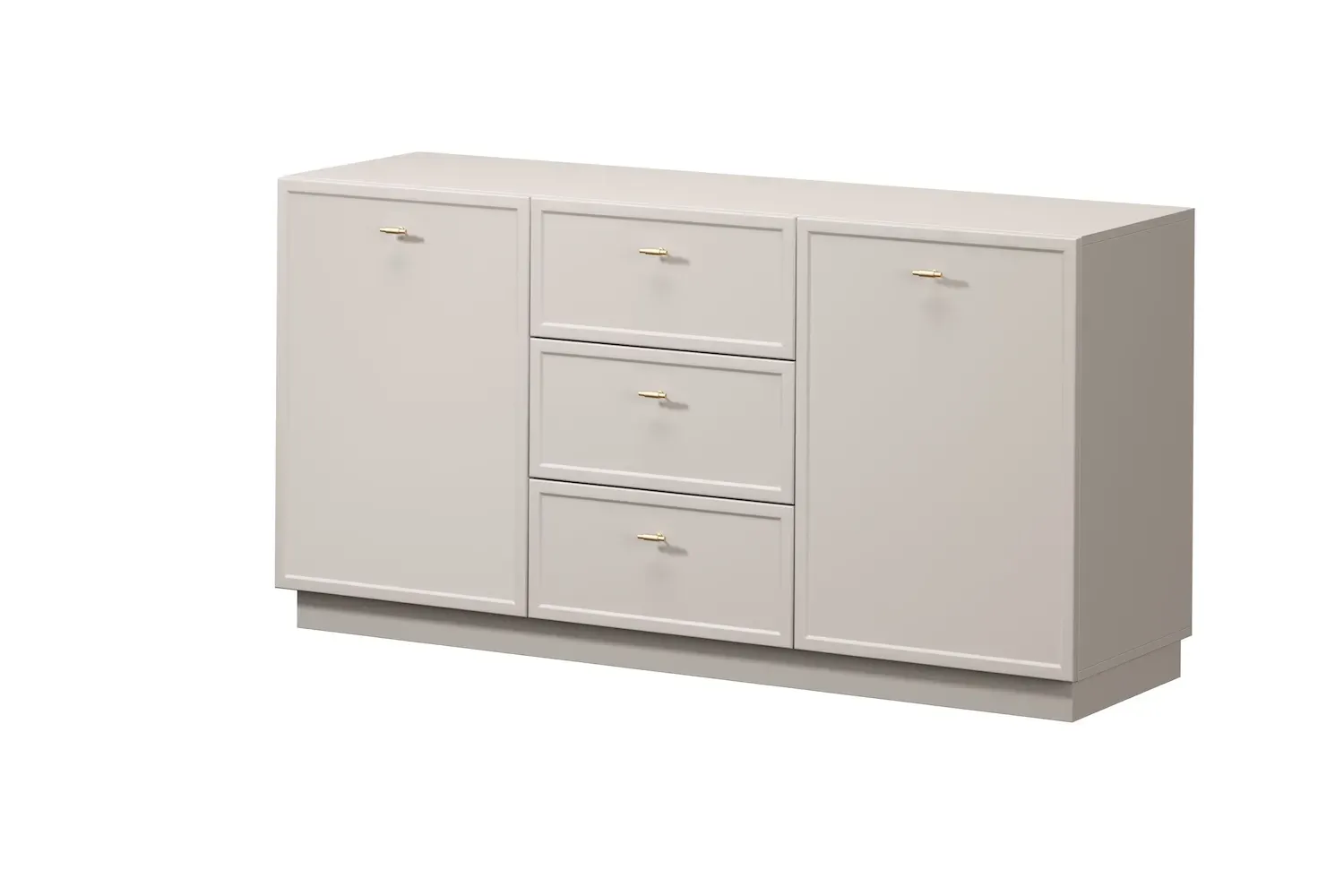 Komoda 2-drzwoiowa z 3 szufladami LORINI 150 - cashmere uchwyt T-bar złoty cokół