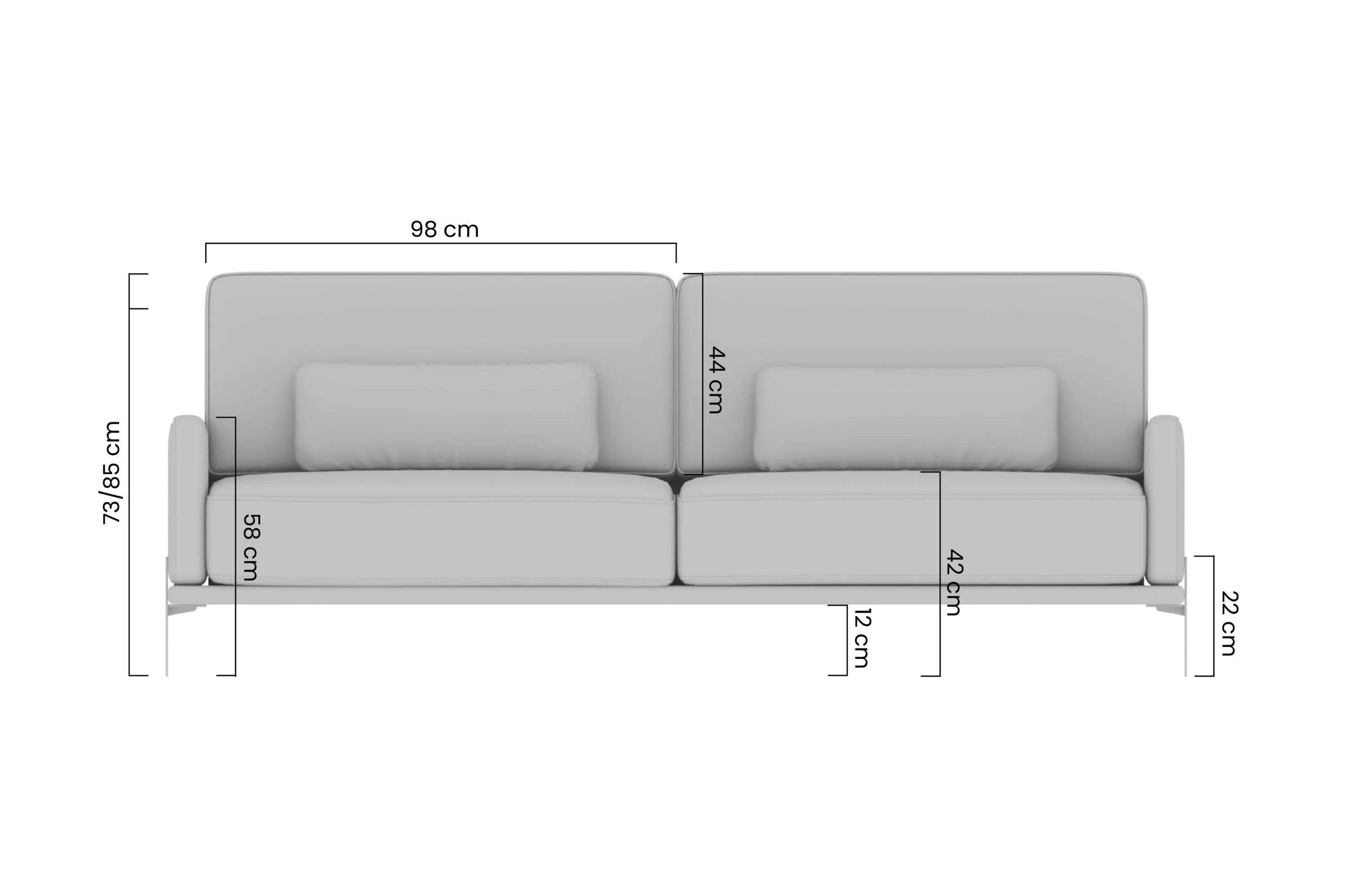 Sofa z funkcją spania MELORIA tkanina Uni 8008 szara - B_161809