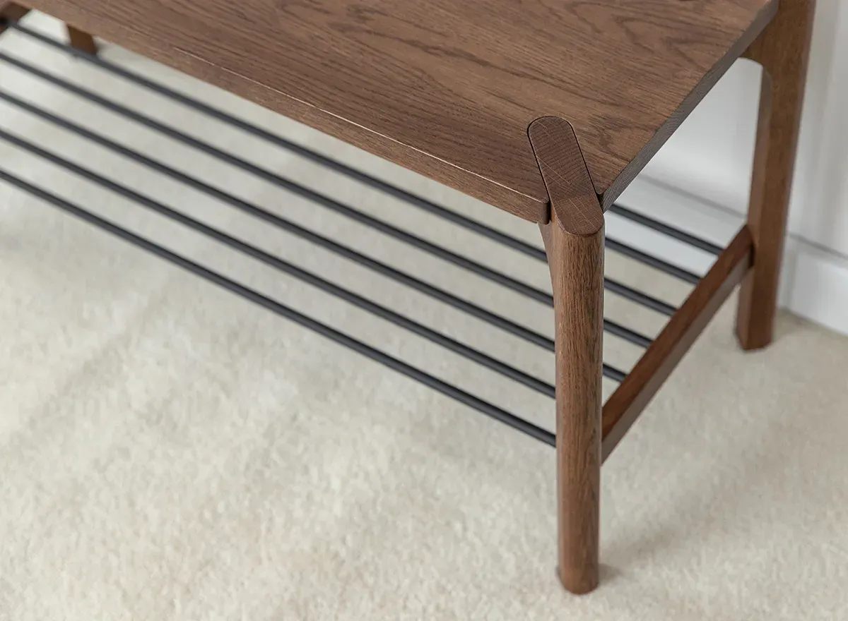 Ławka z półką na buty dębowa CAMPI tabacco - KULCA06T