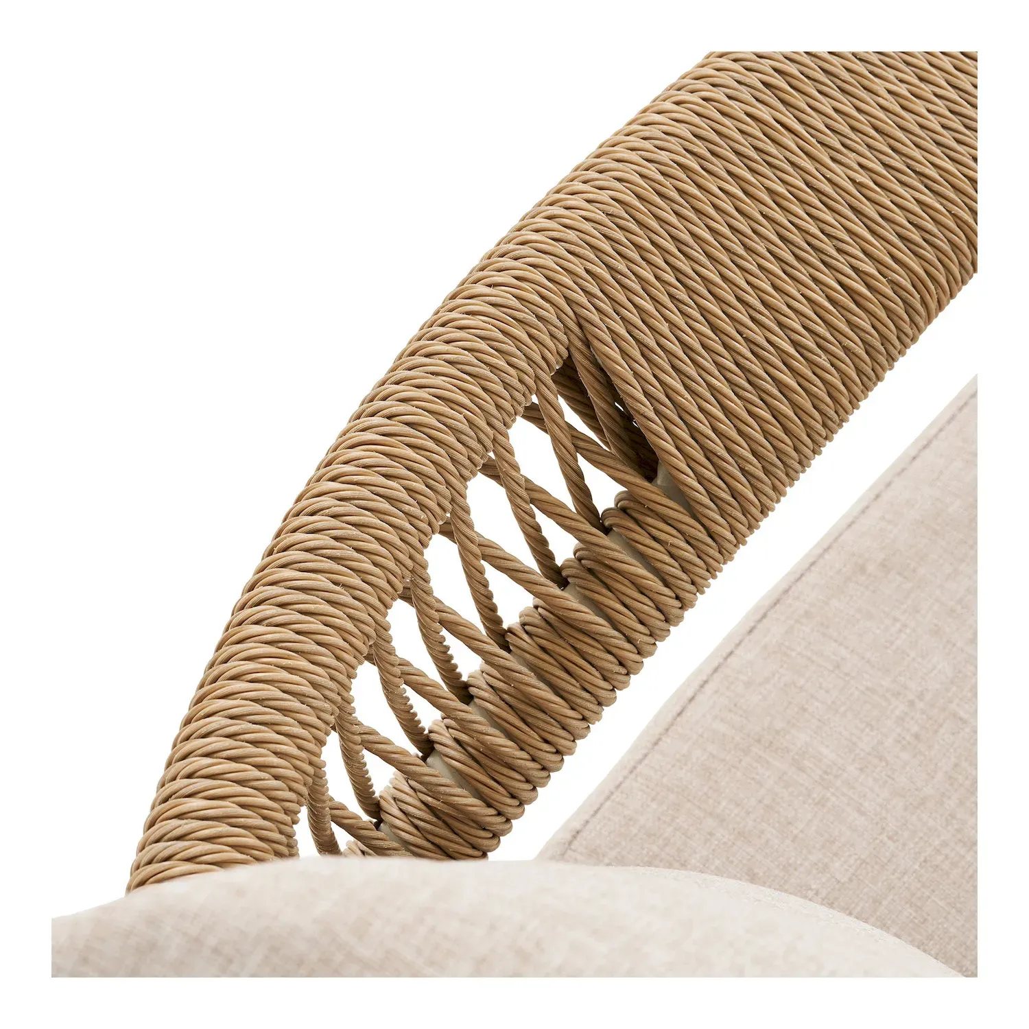 Zestaw ogrodowy wypoczynkowy ABELA z poduszkami sofa + 2 fotele + stolik piaskowy naturalny - 7701014