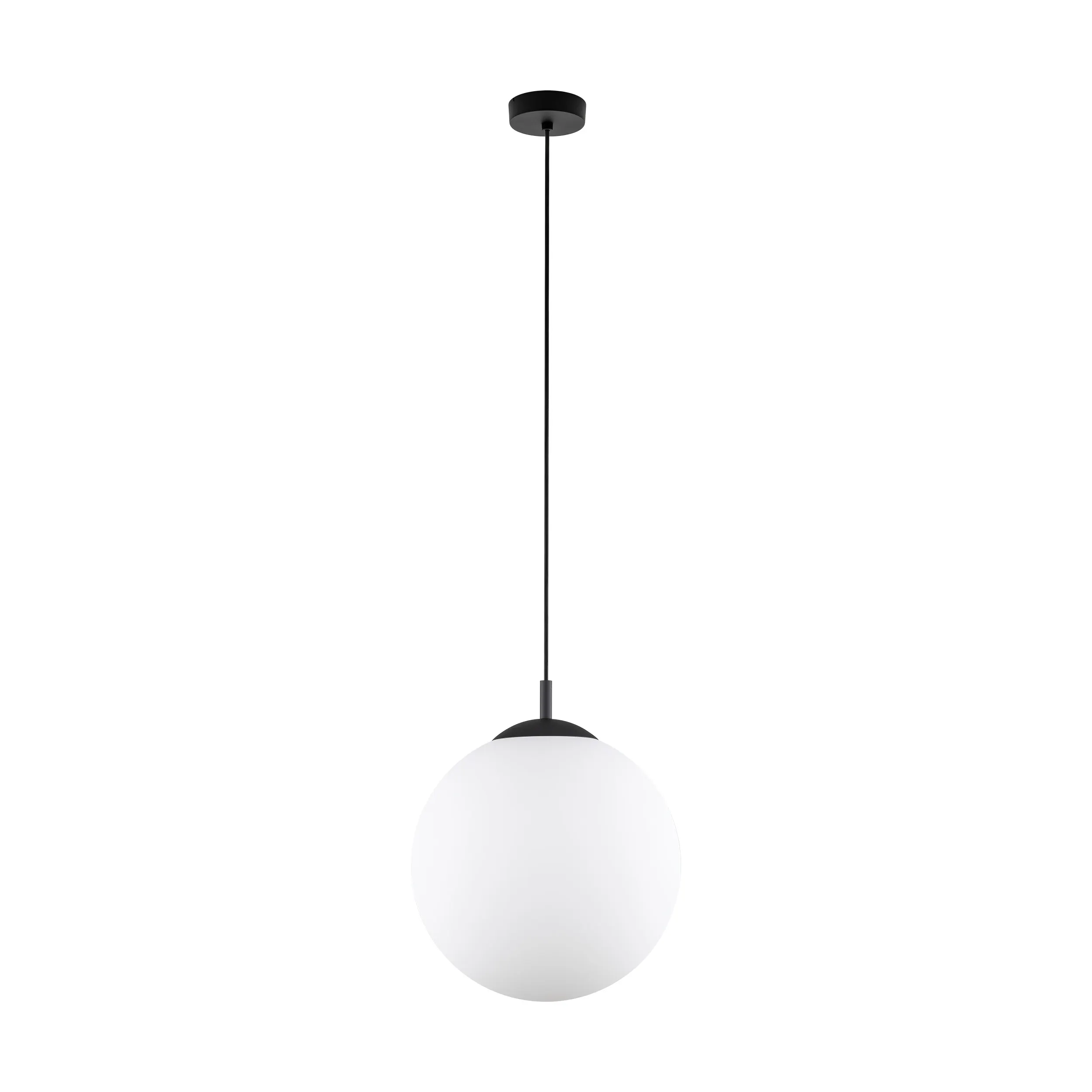 Lampa wisząca ESME na czarnej podstawie i przewodzie biały okrągły klosz 185x35cm