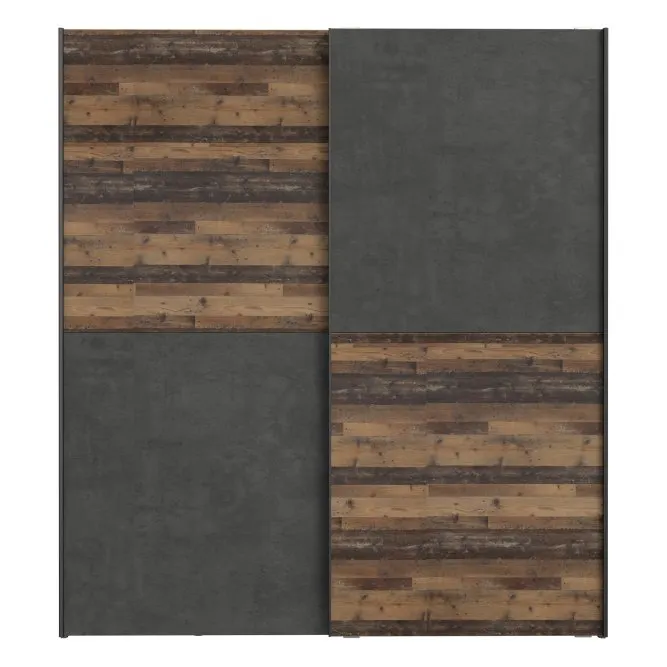Szafa 2-drzwiowa CLIF drzwi przesuwne 170 cm,old wood vintage, beton - W3NS822X1-C754