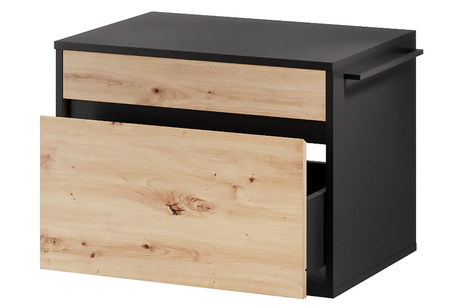 Szafka łazienkowa wisząca MOSSA prawa 160x35 dąb Artisan/czarna - WG-100-1830